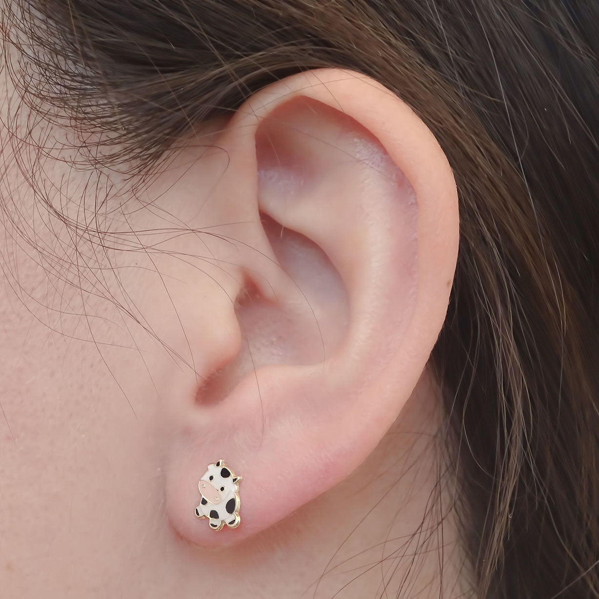 Amor Eterno - Broqueles Vaca Vaquita / Aretes Oro 10k