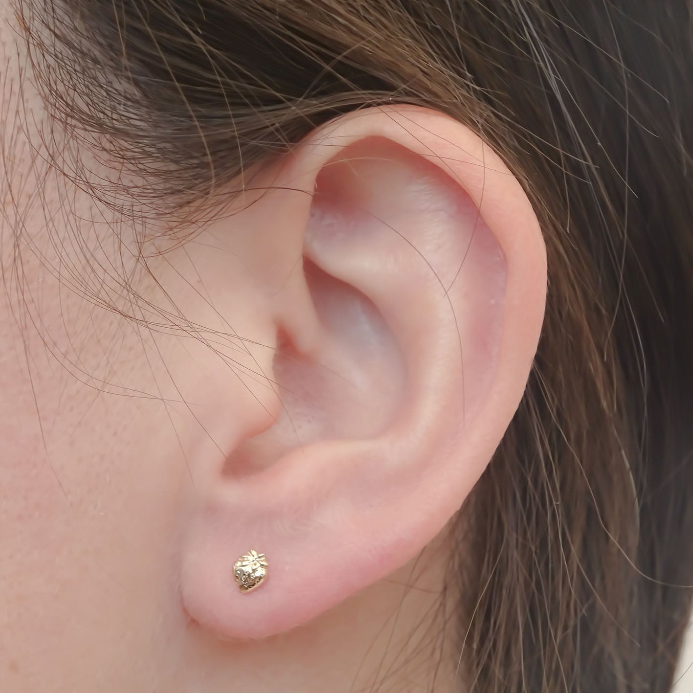 Amor Eterno - Broqueles Fresa Strawberry Bb Aretes Oro 10k