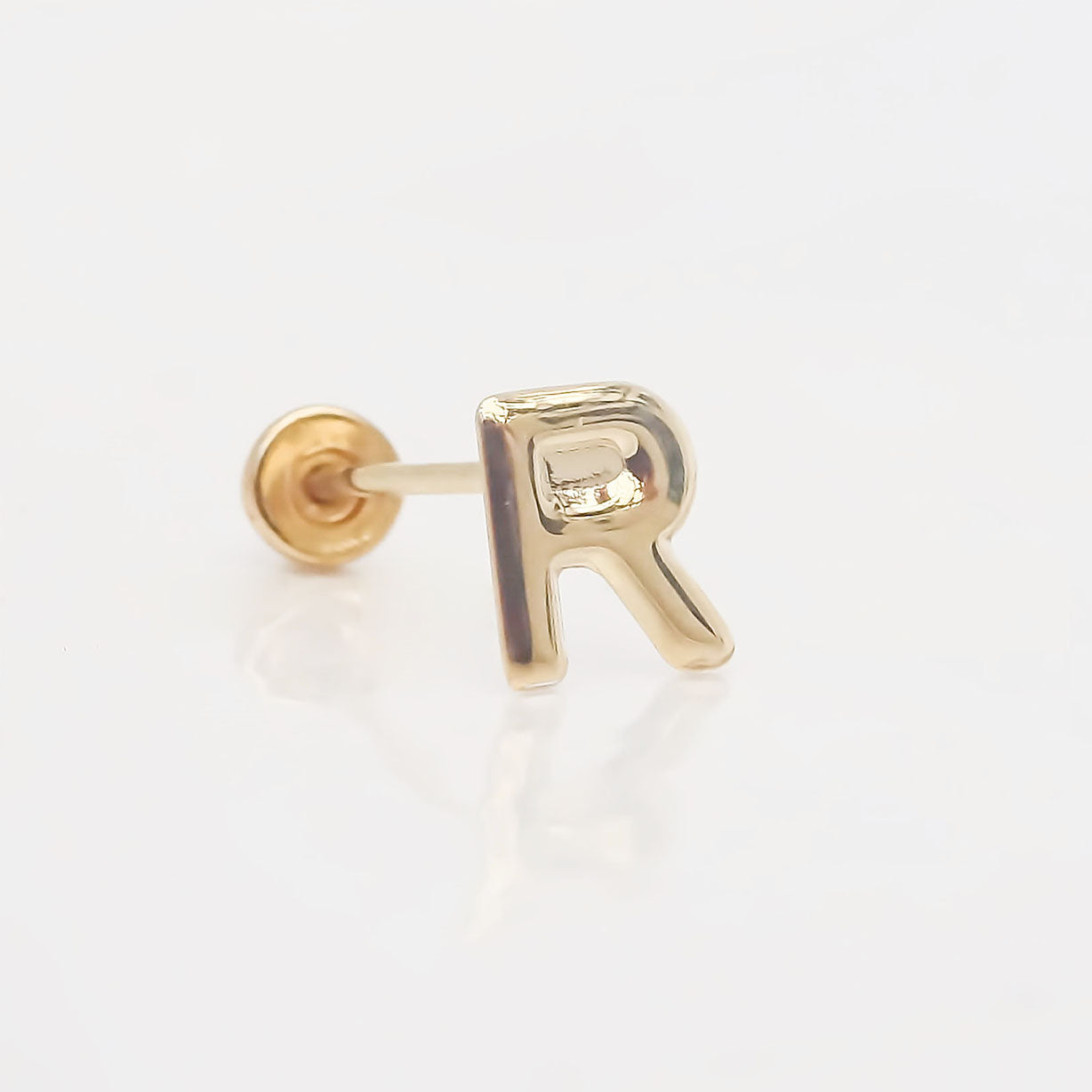Amor Eterno - Broqueles Una Inicial Letra / Aretes / Oro 10k / R