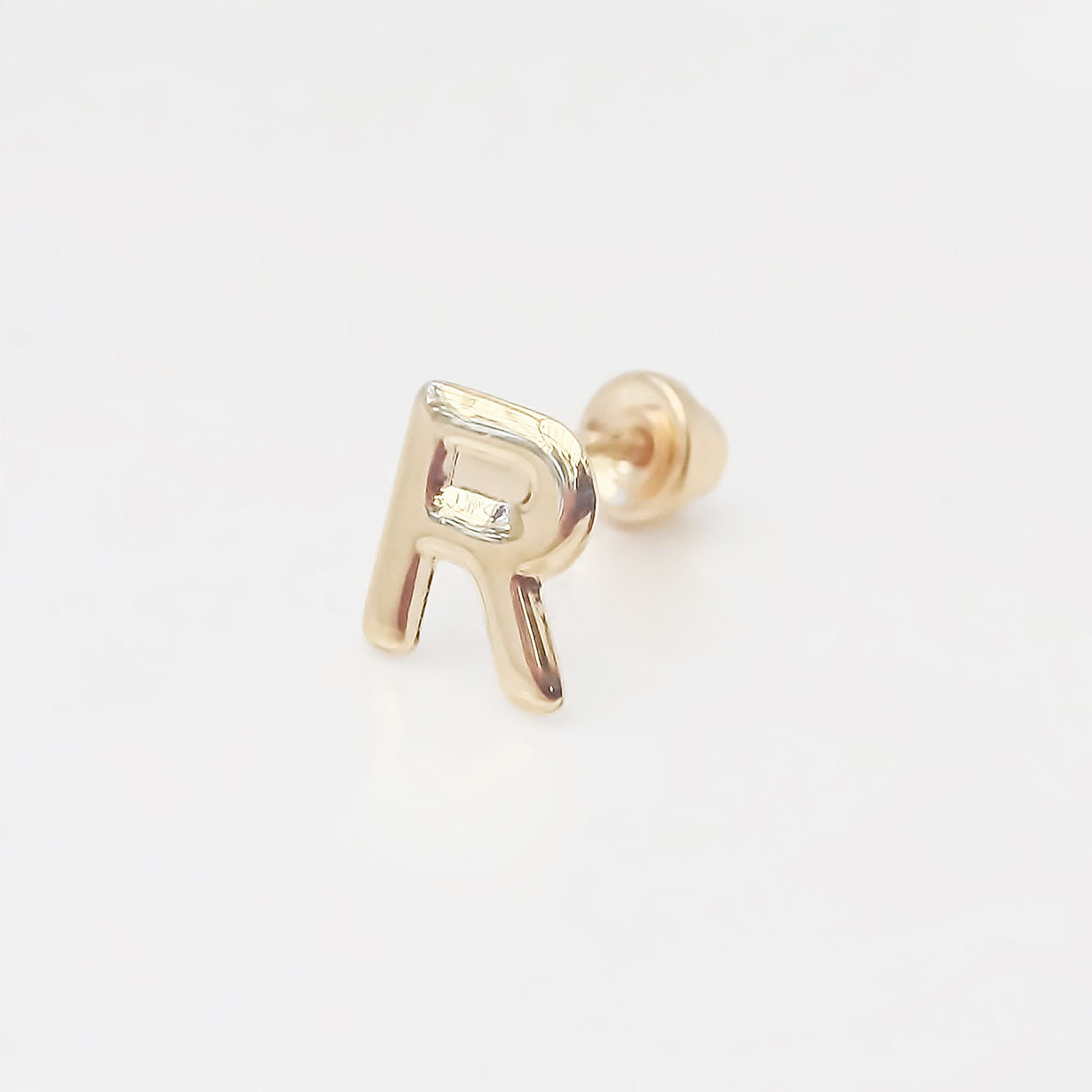 Amor Eterno - Broqueles Una Inicial Letra / Aretes / Oro 10k / R