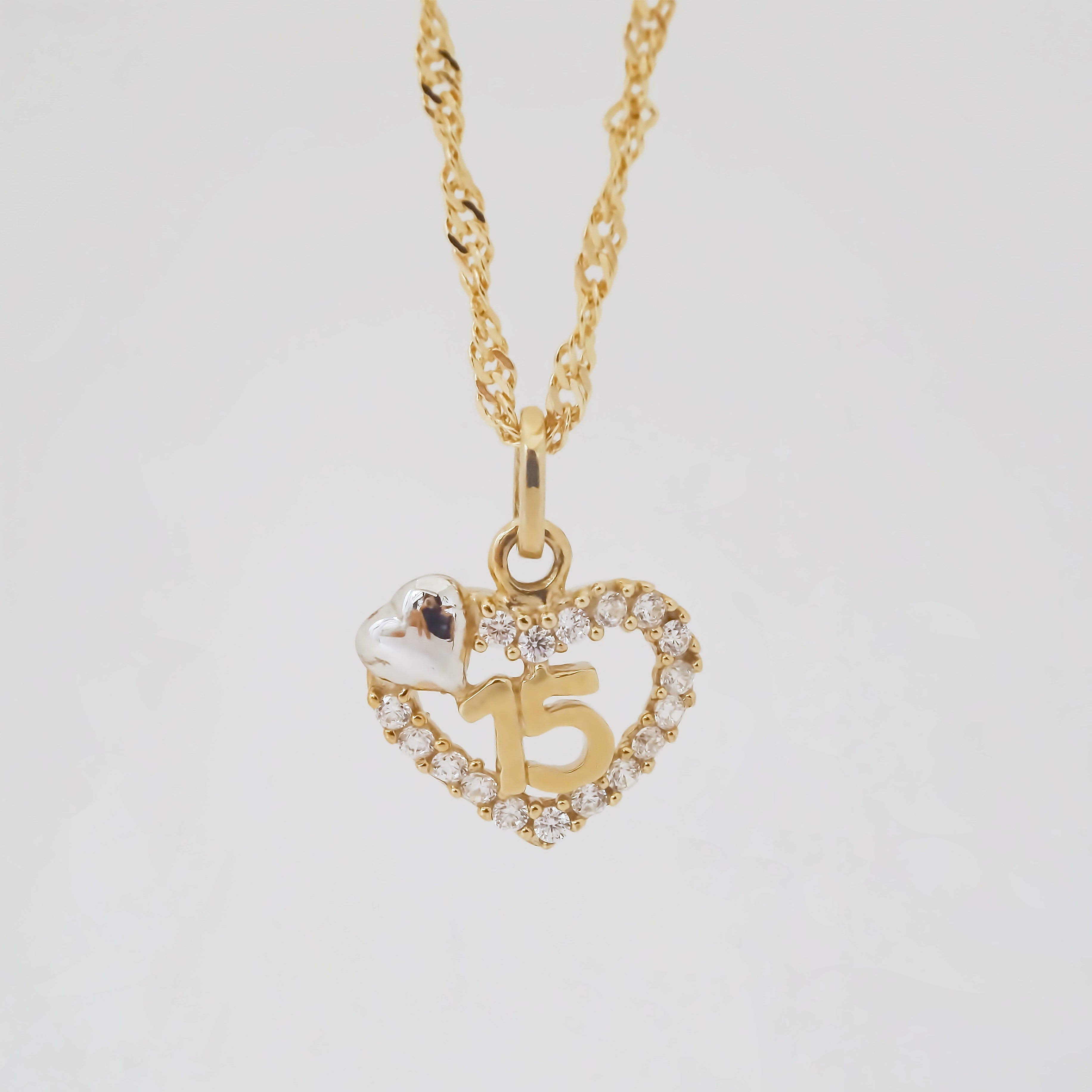 Amor Eterno - XV Años / Dije +cadena de regalo / Corazón Oro 10k Solido
