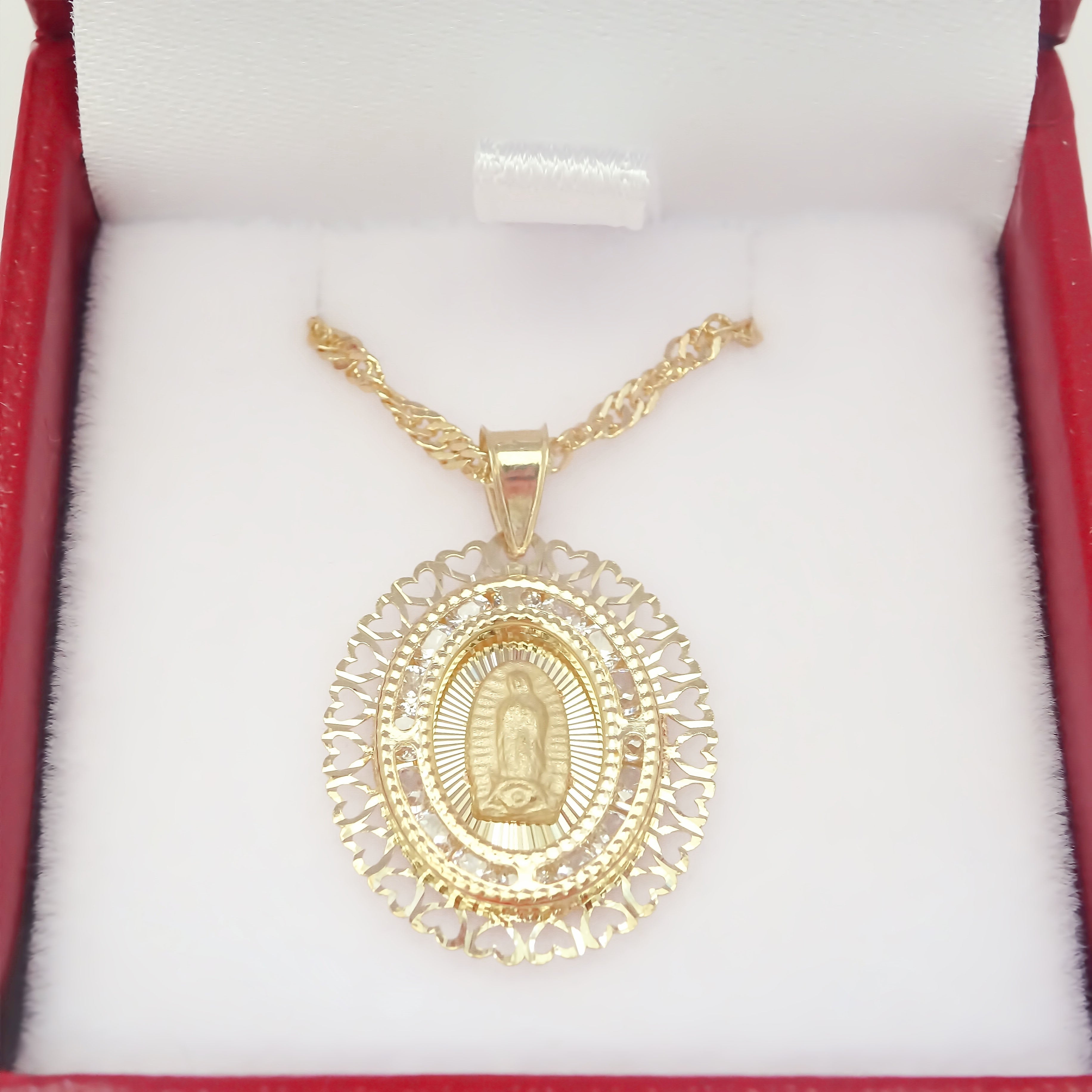 Amor Eterno - Medalla Virgen Corazón 10k + Cadena Regalo