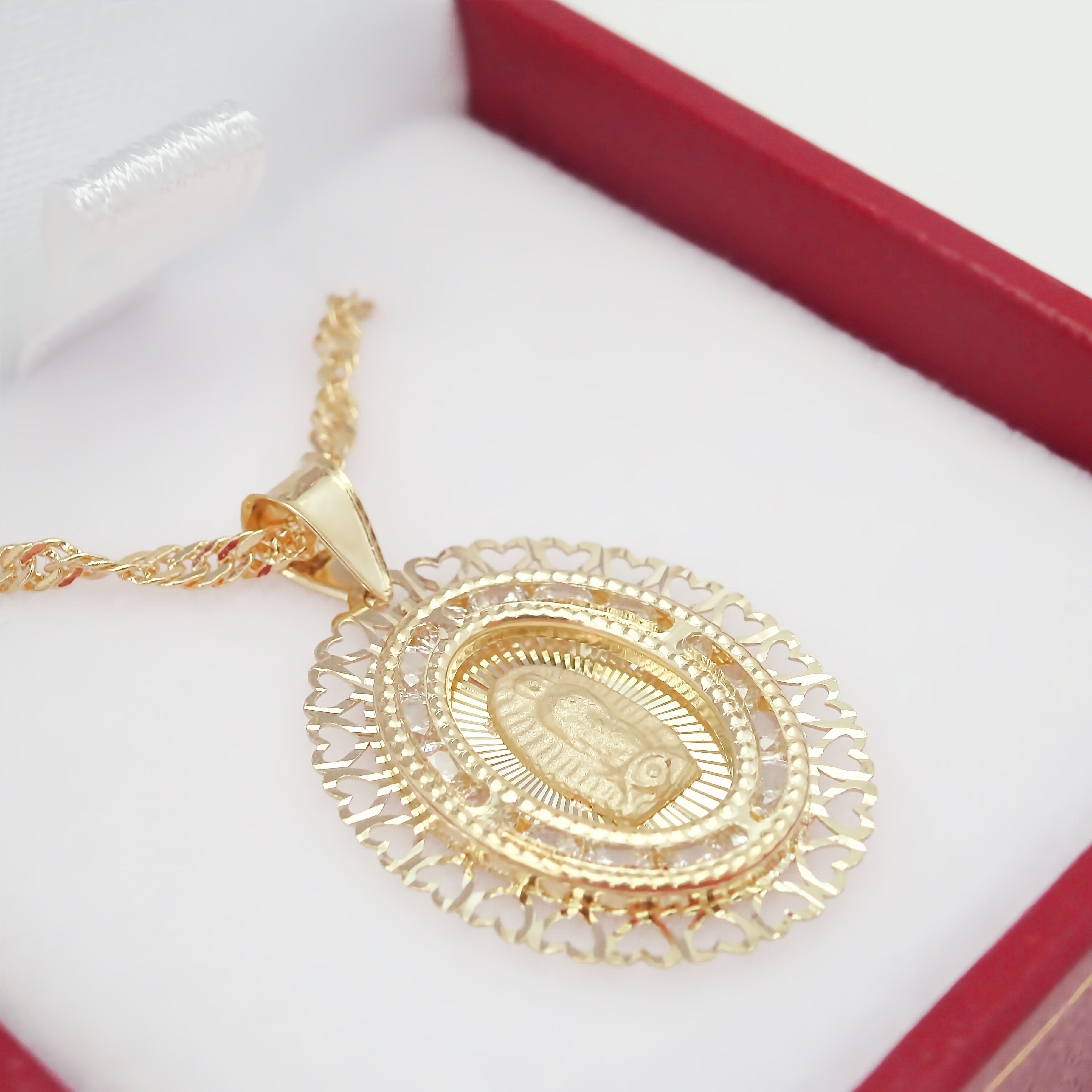 Amor Eterno - Medalla Virgen Corazón 10k + Cadena Regalo