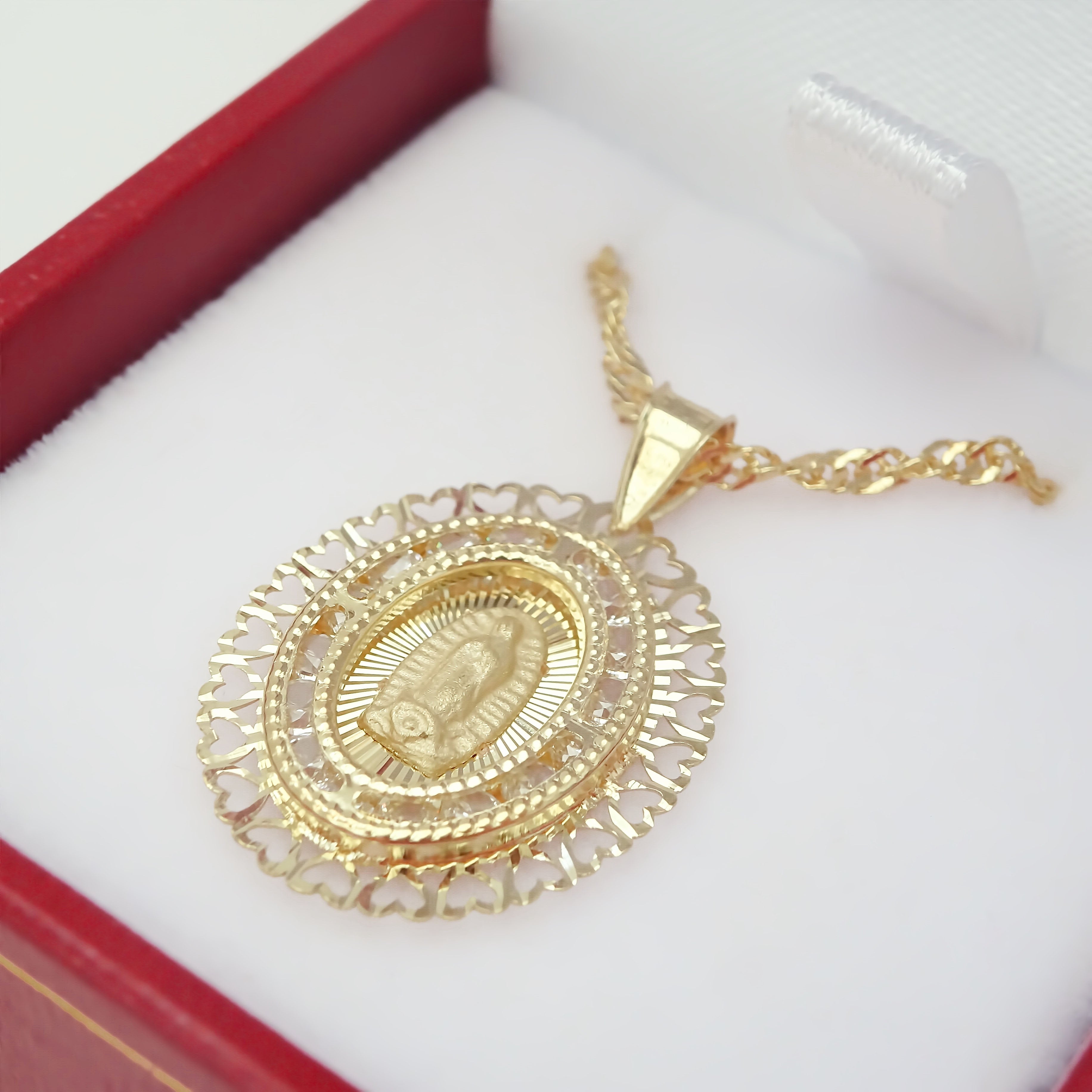 Amor Eterno - Medalla Virgen Corazón 10k + Cadena Regalo