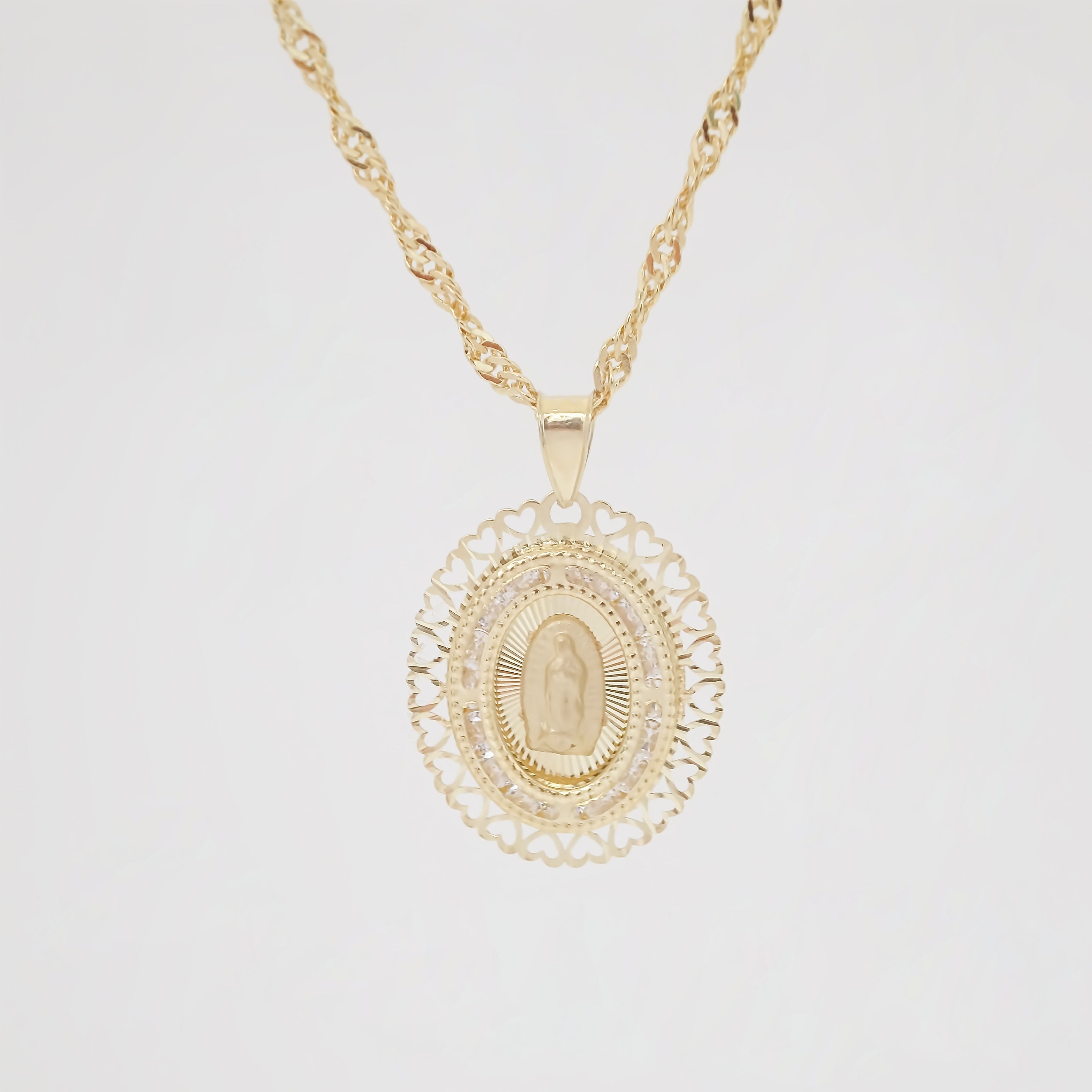 Amor Eterno - Medalla Virgen Corazón 10k + Cadena Regalo