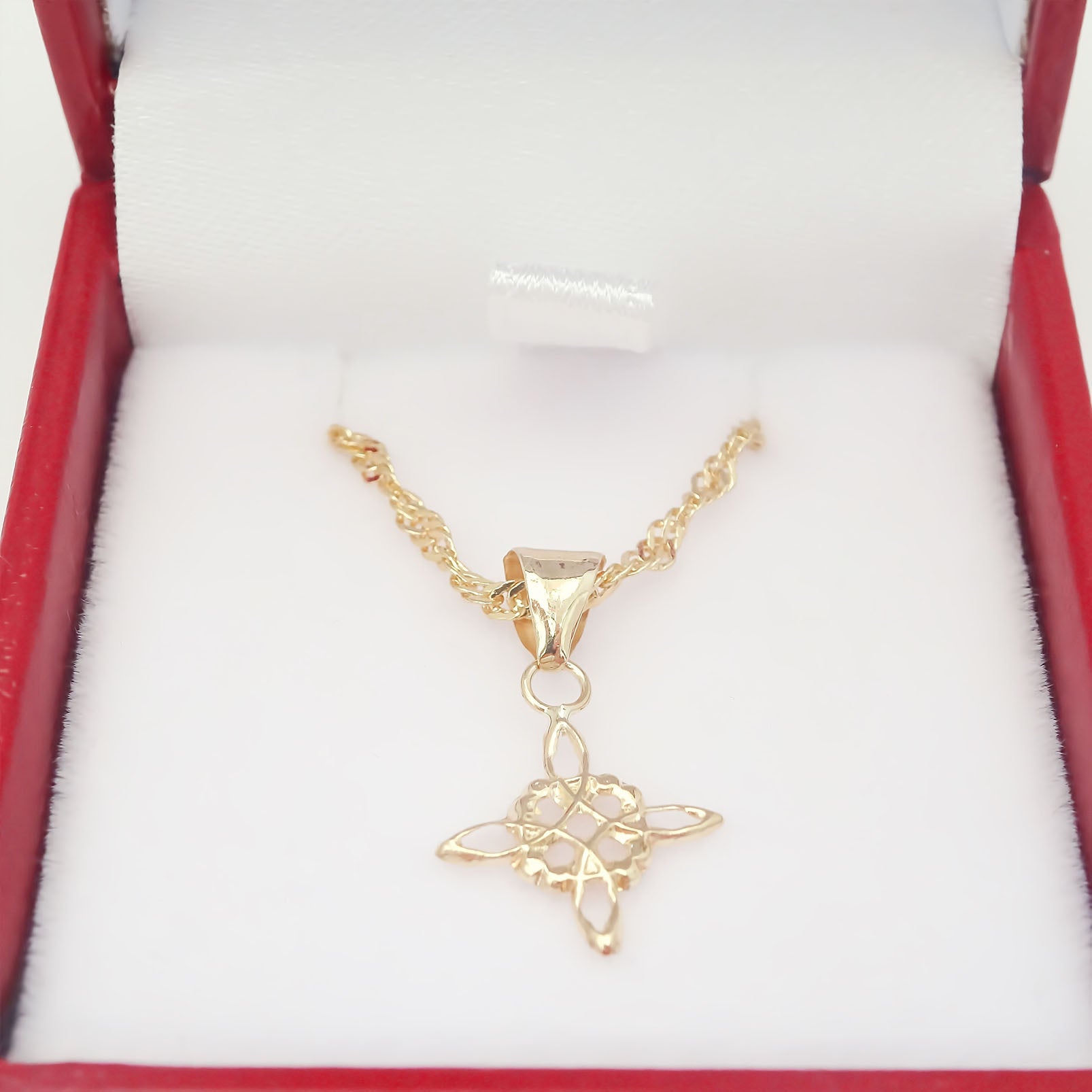 Amor Eterno - Dije Nudo De Bruja CH / Oro Sólido 10k + Cadena