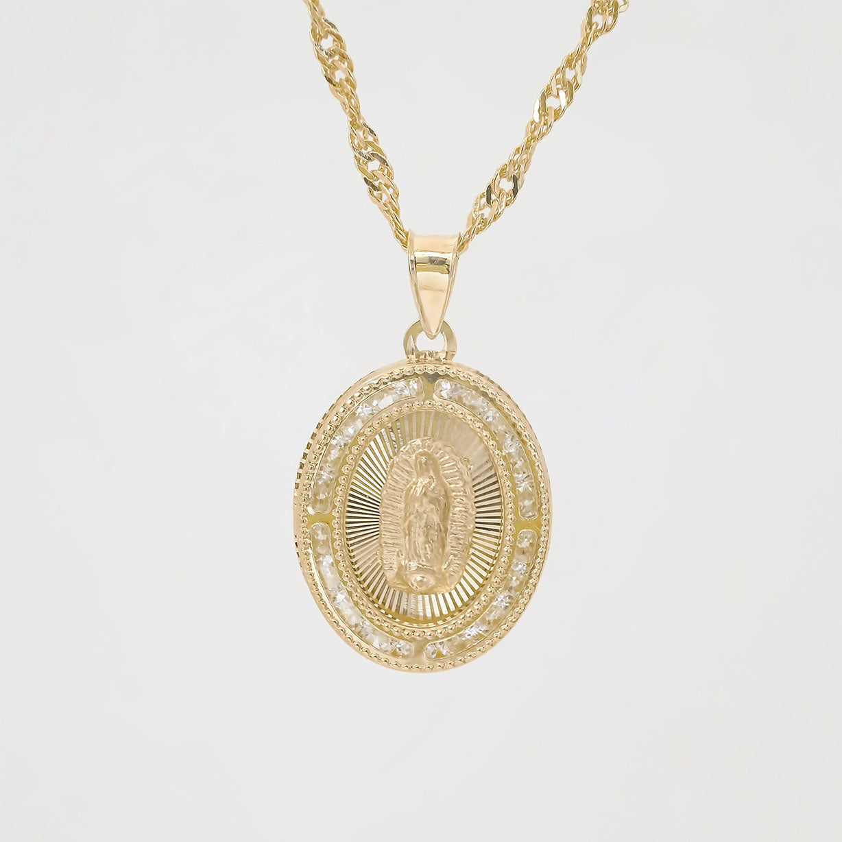 Amor Eterno - Medalla Virgen Elegante 10k + Cadena de Regalo