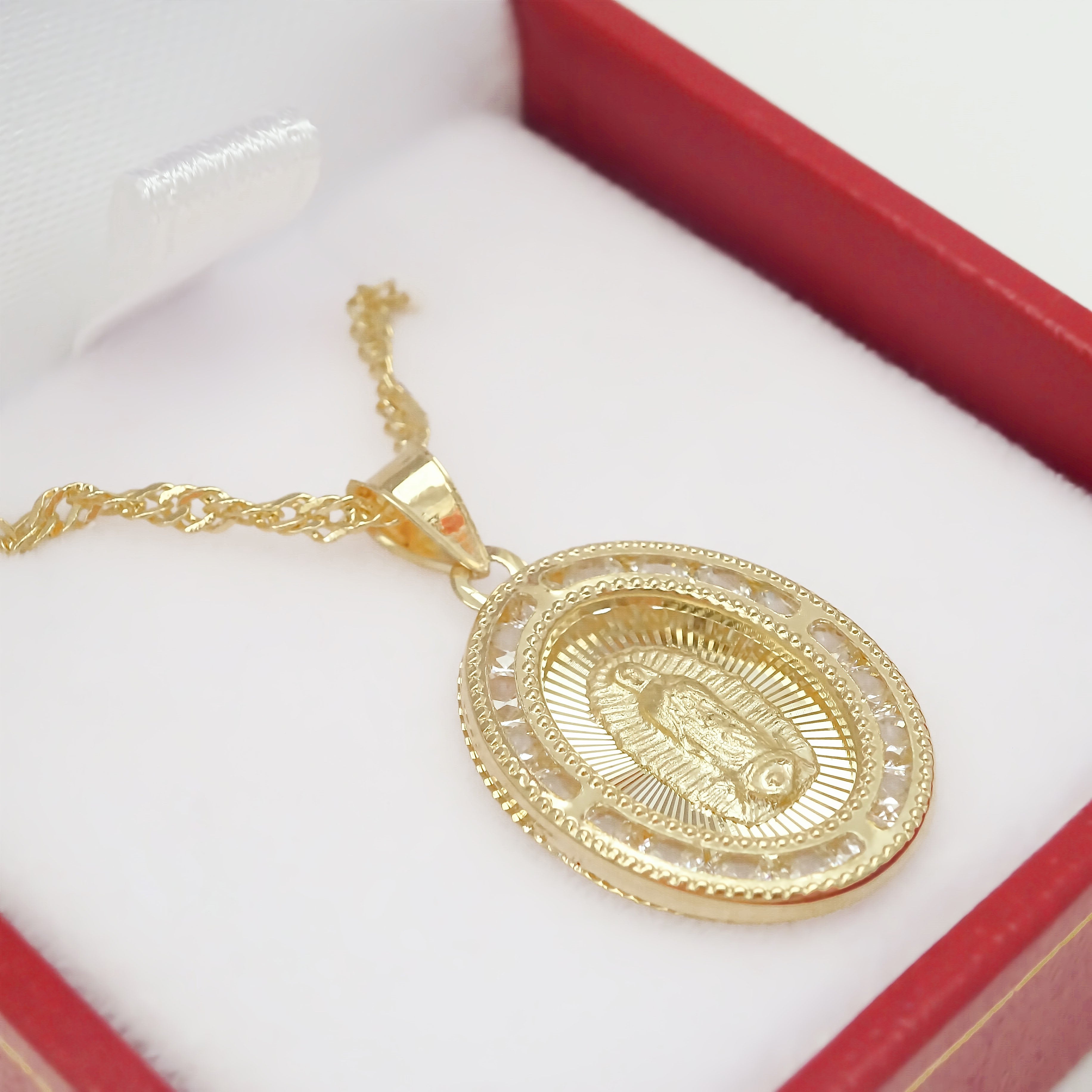 Amor Eterno - Medalla Virgen Elegante 10k + Cadena de Regalo