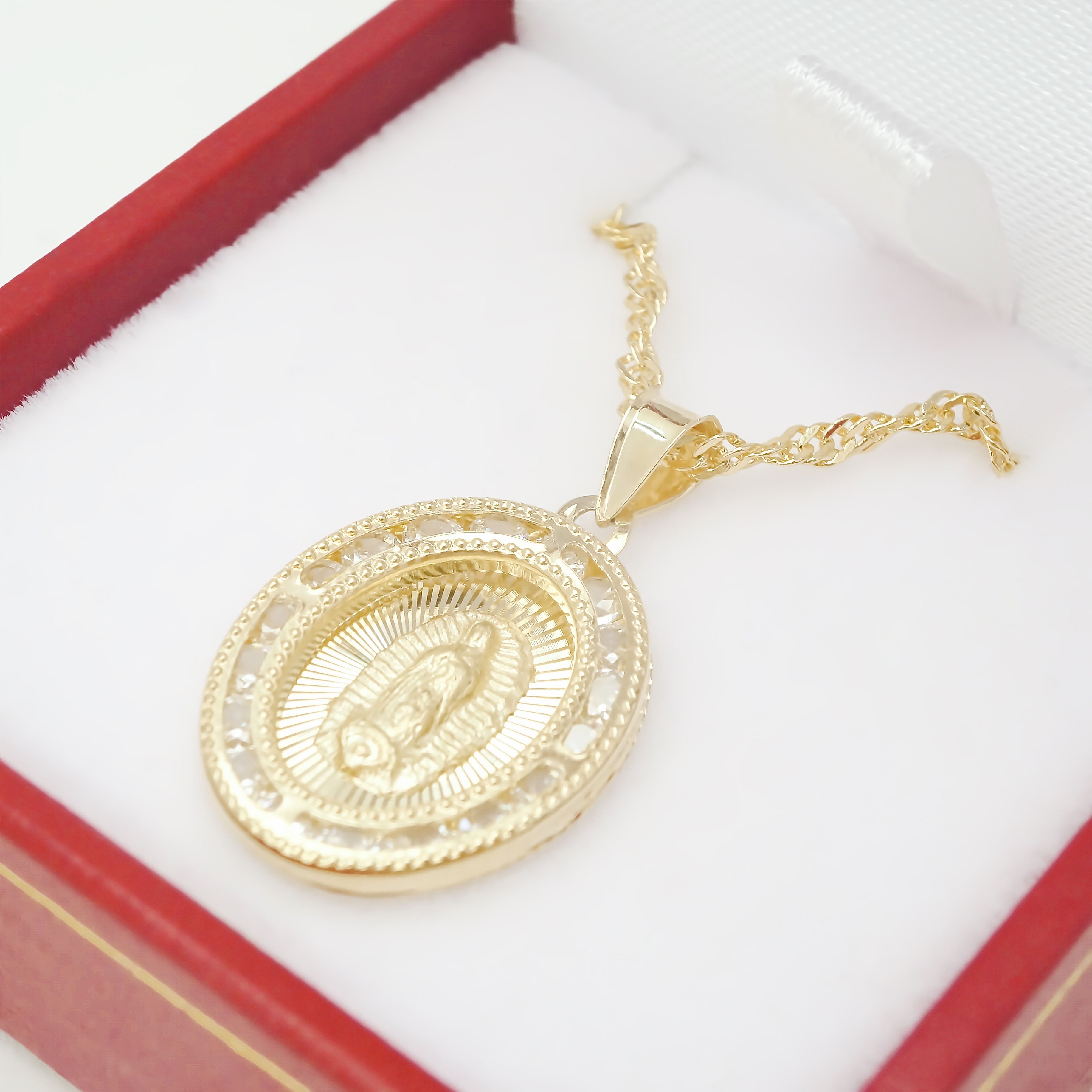 Amor Eterno - Medalla Virgen Elegante 10k + Cadena de Regalo