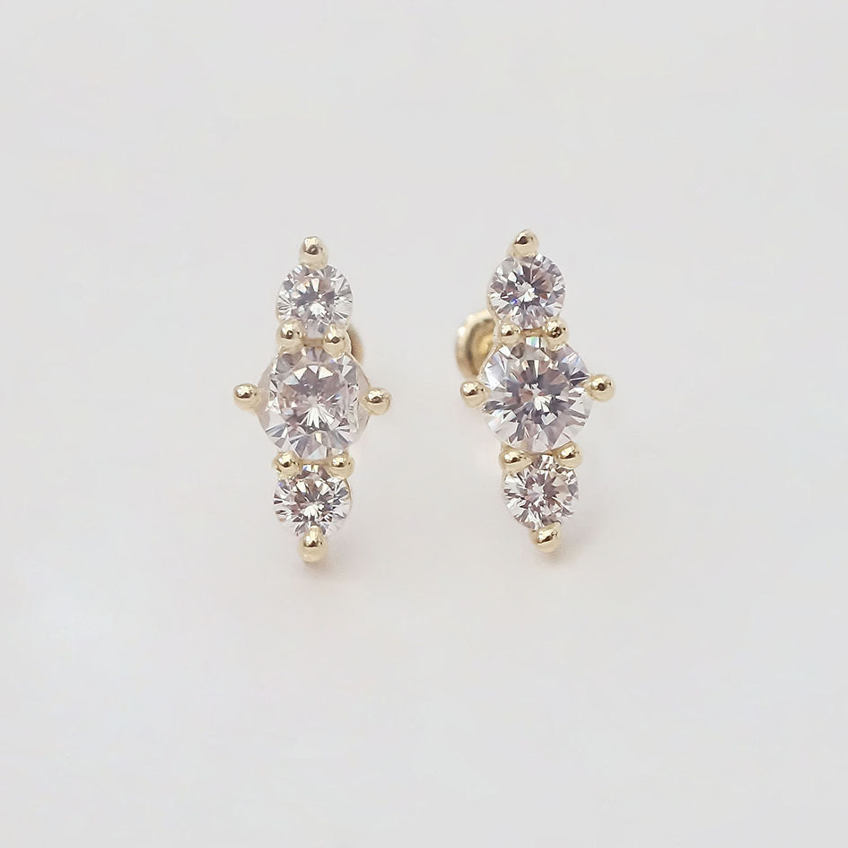 Amor Eterno - Broqueles Peineta Piedras /aretes / Oro 10k