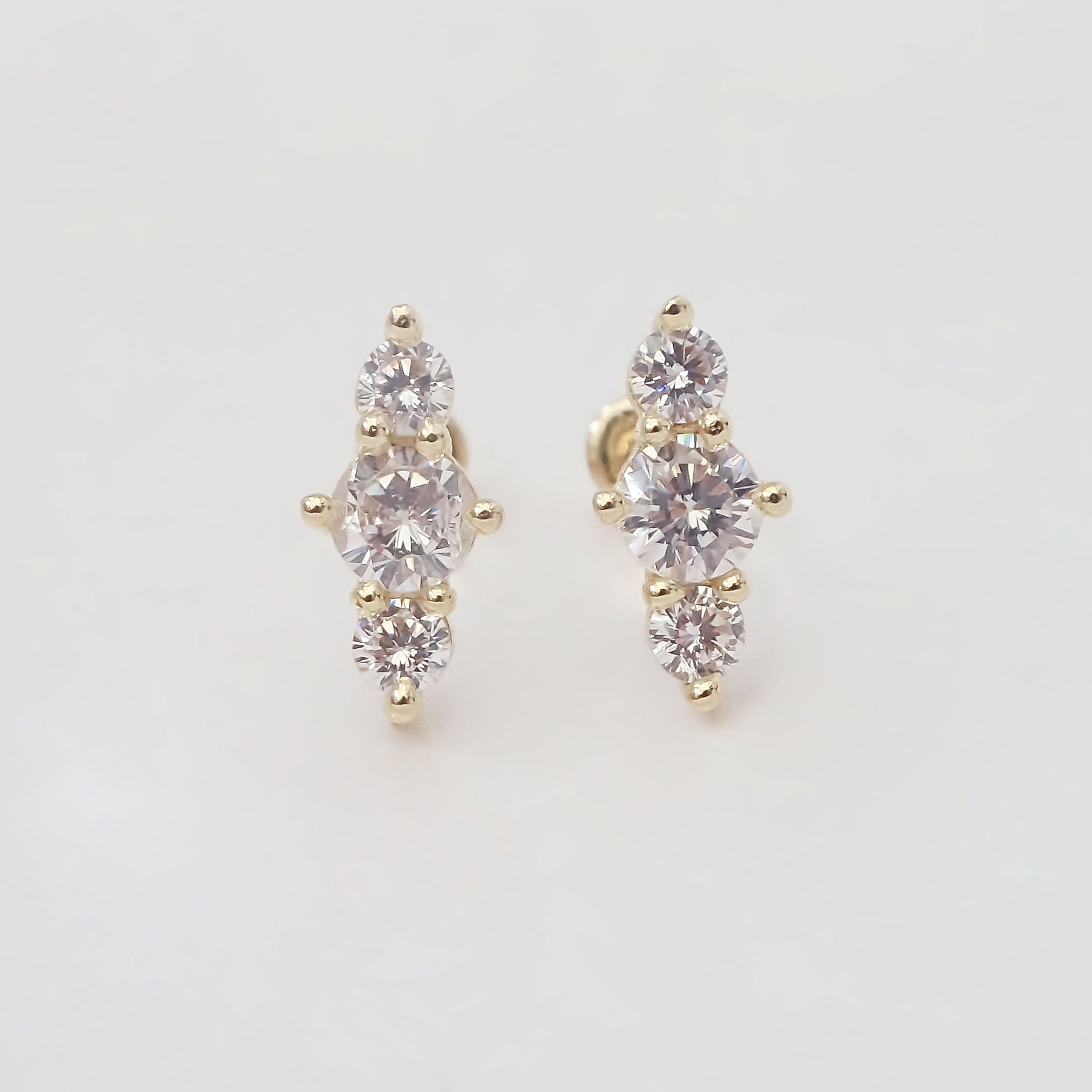 Amor Eterno - Broqueles Peineta Piedras /aretes / Oro 10k
