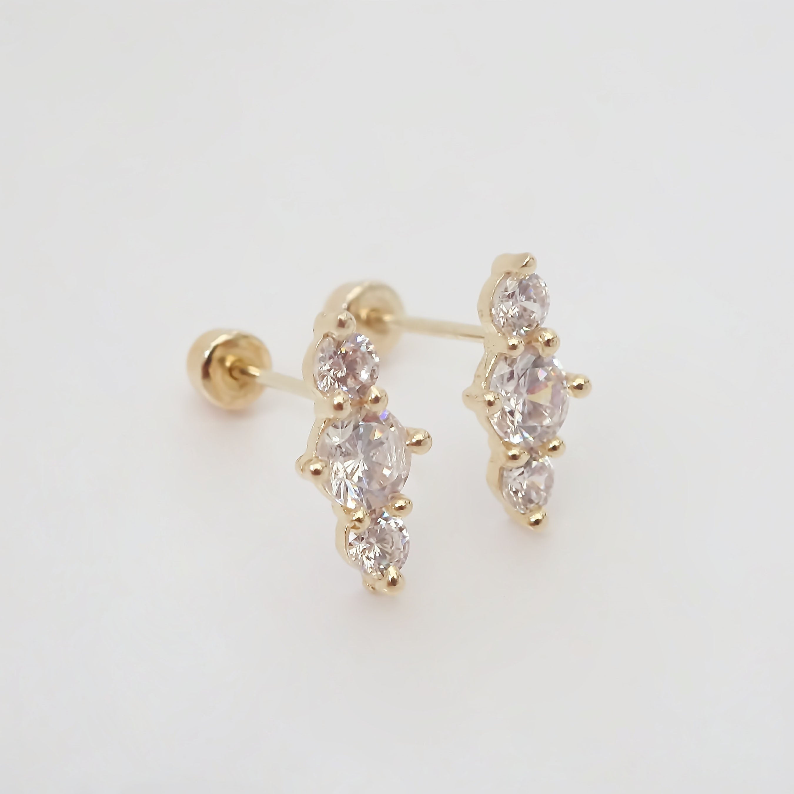 Amor Eterno - Broqueles Peineta Piedras /aretes / Oro 10k