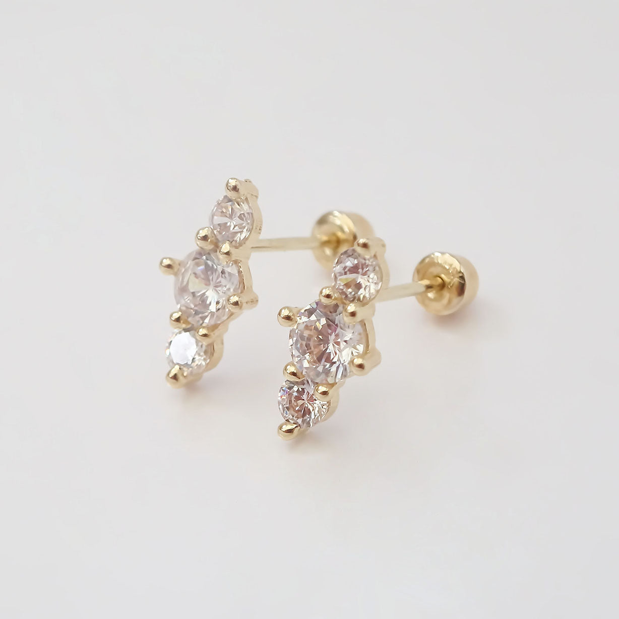 Amor Eterno - Broqueles Peineta Piedras /aretes / Oro 10k