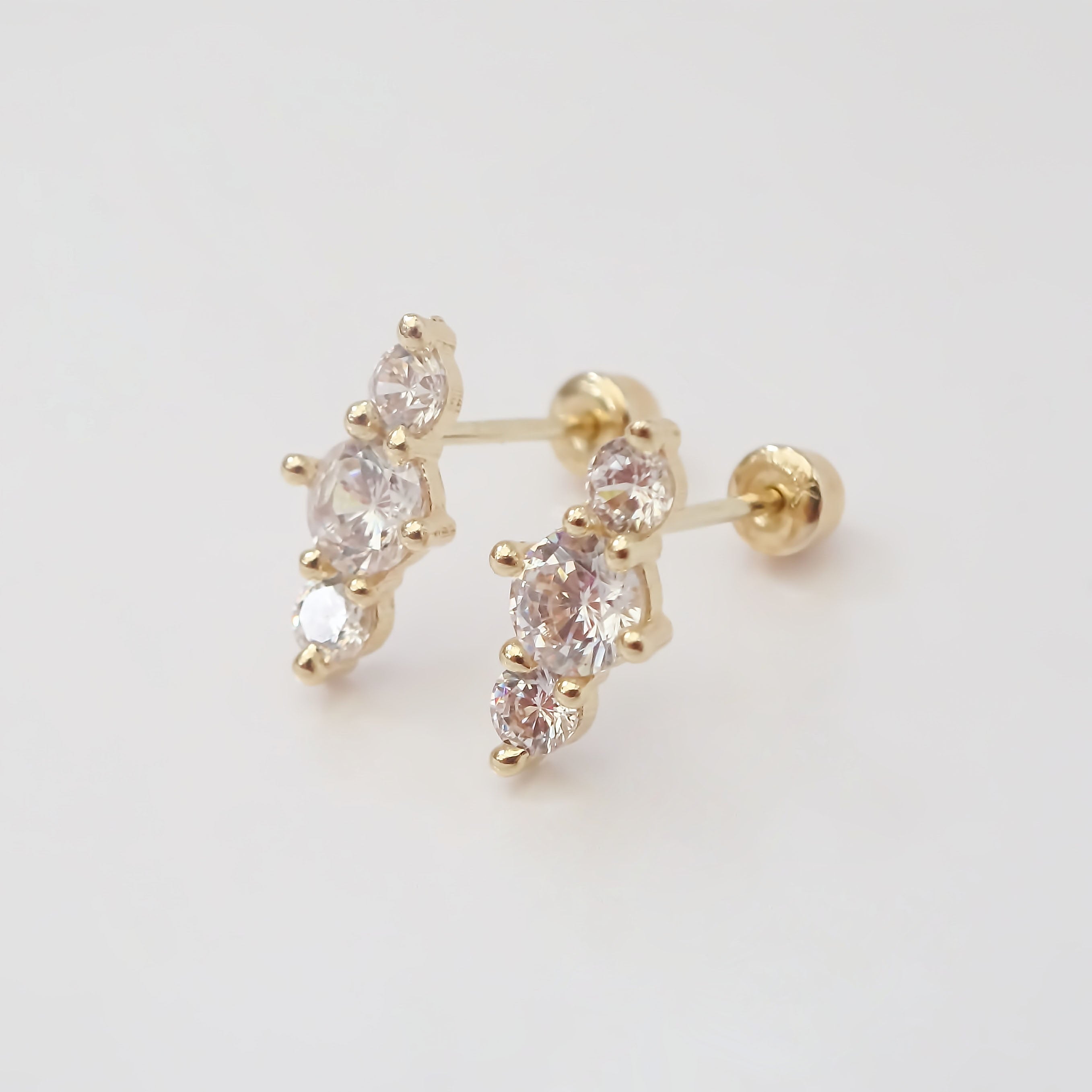Amor Eterno - Broqueles Peineta Piedras /aretes / Oro 10k