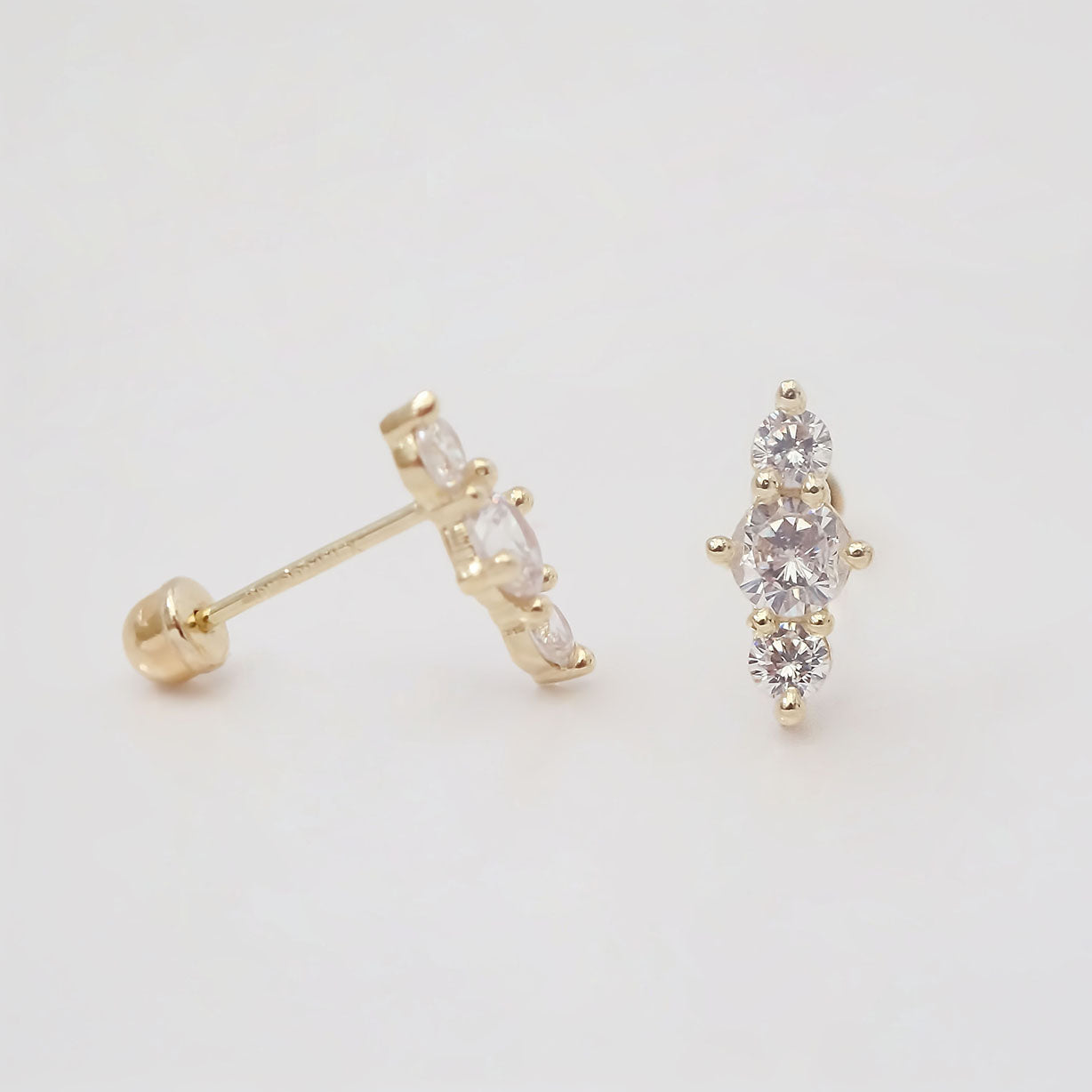 Amor Eterno - Broqueles Peineta Piedras /aretes / Oro 10k