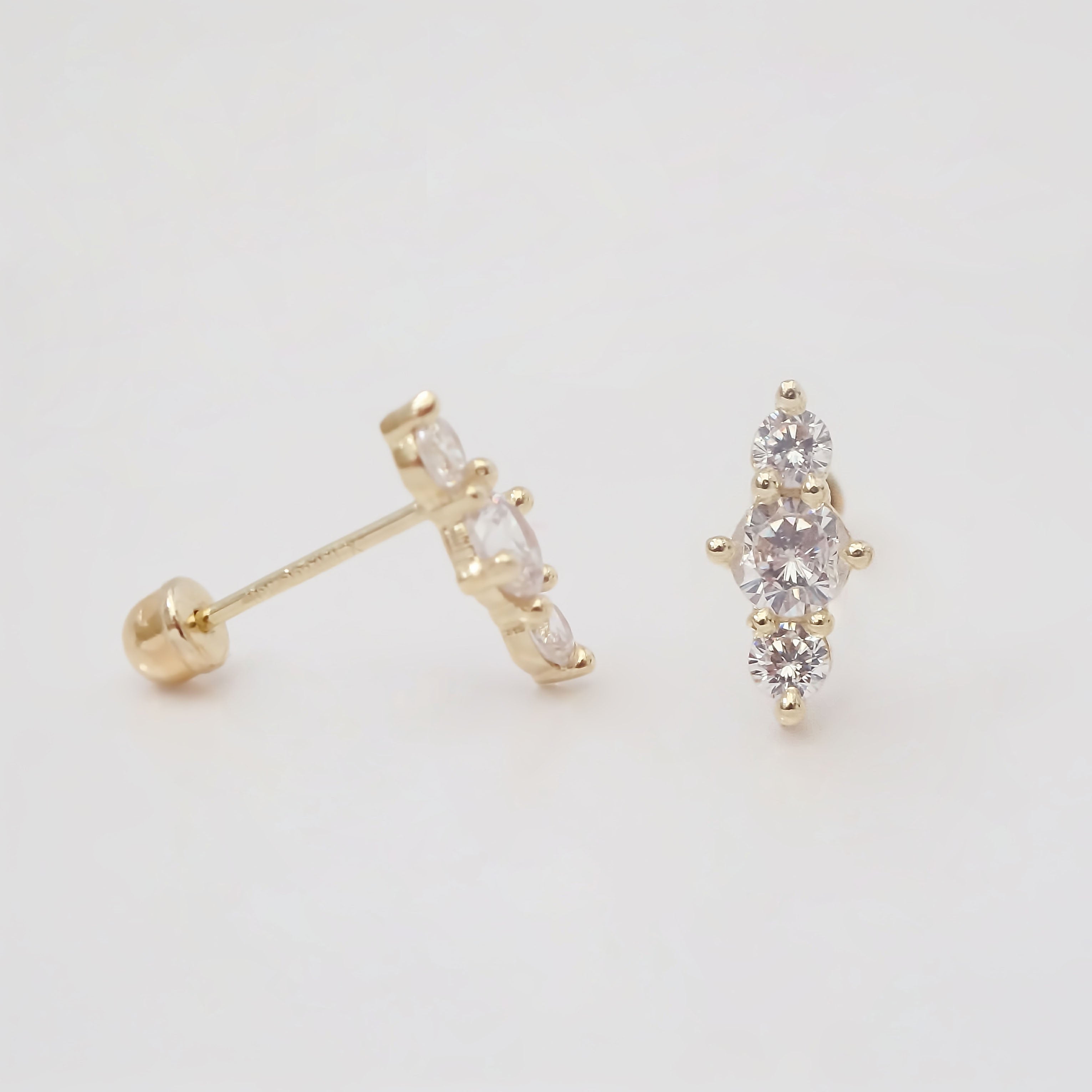 Amor Eterno - Broqueles Peineta Piedras /aretes / Oro 10k
