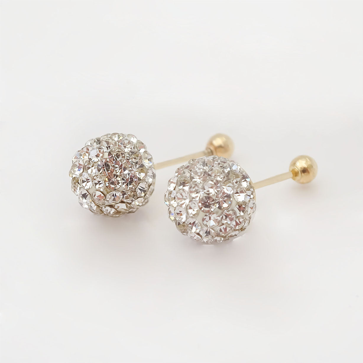 Amor Eterno - Broqueles Esferas Grandes / Aretes / Oro 10k / Transparente