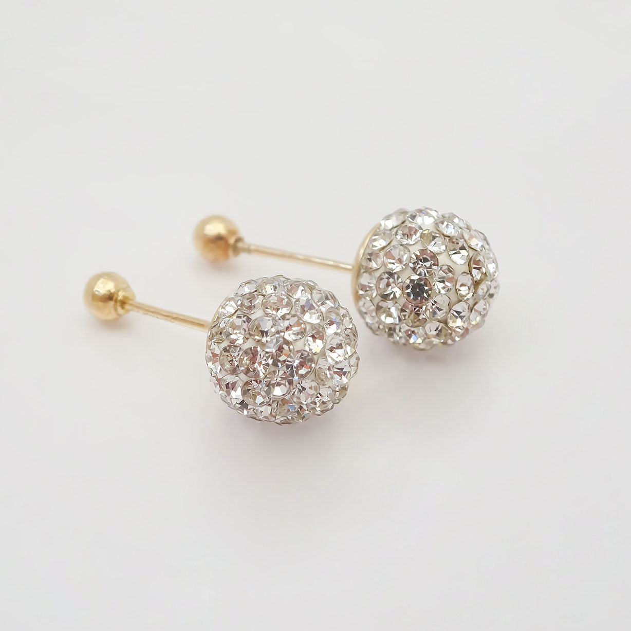 Amor Eterno - Broqueles Esferas Grandes / Aretes / Oro 10k / Transparente