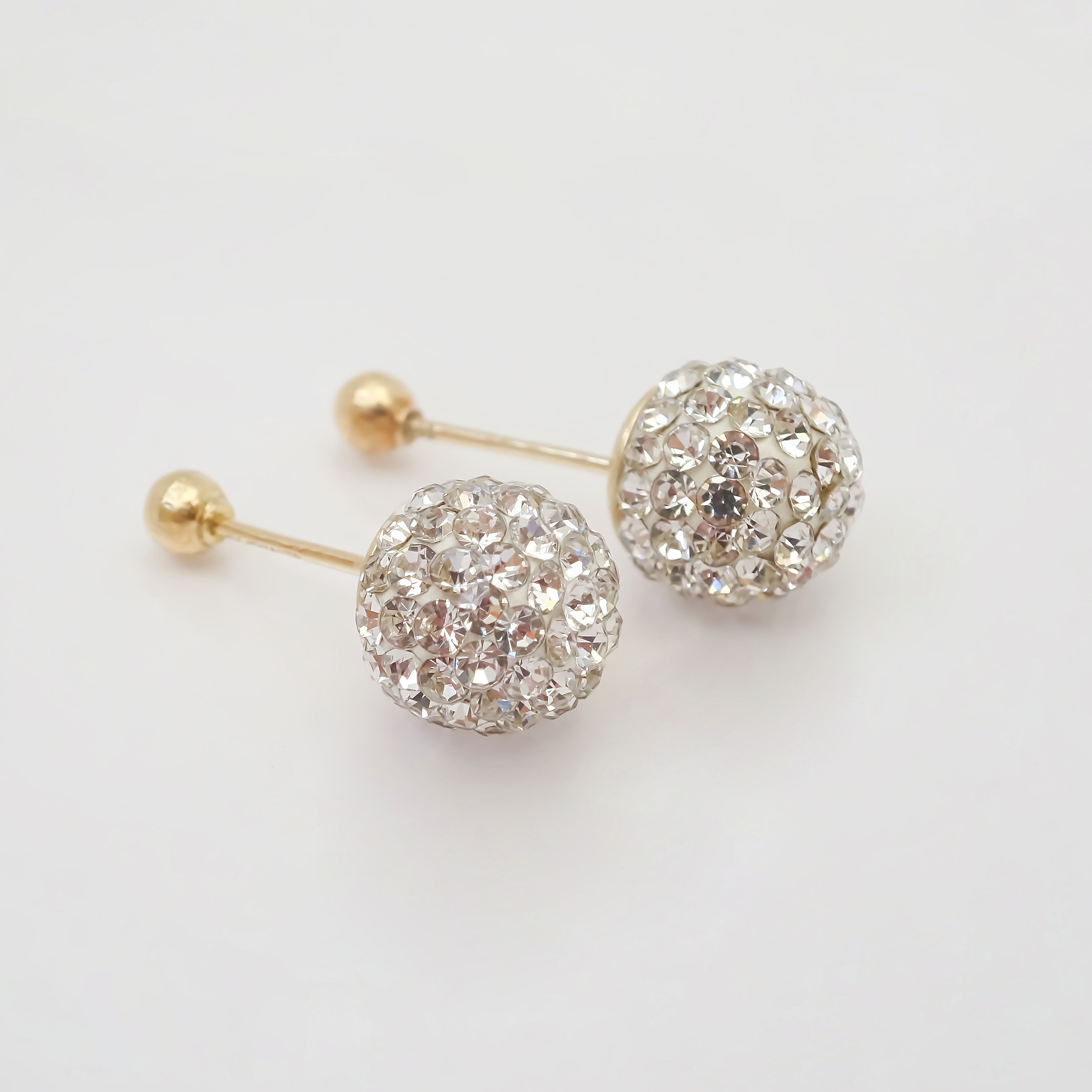 Amor Eterno - Broqueles Esferas Grandes / Aretes / Oro 10k / Transparente