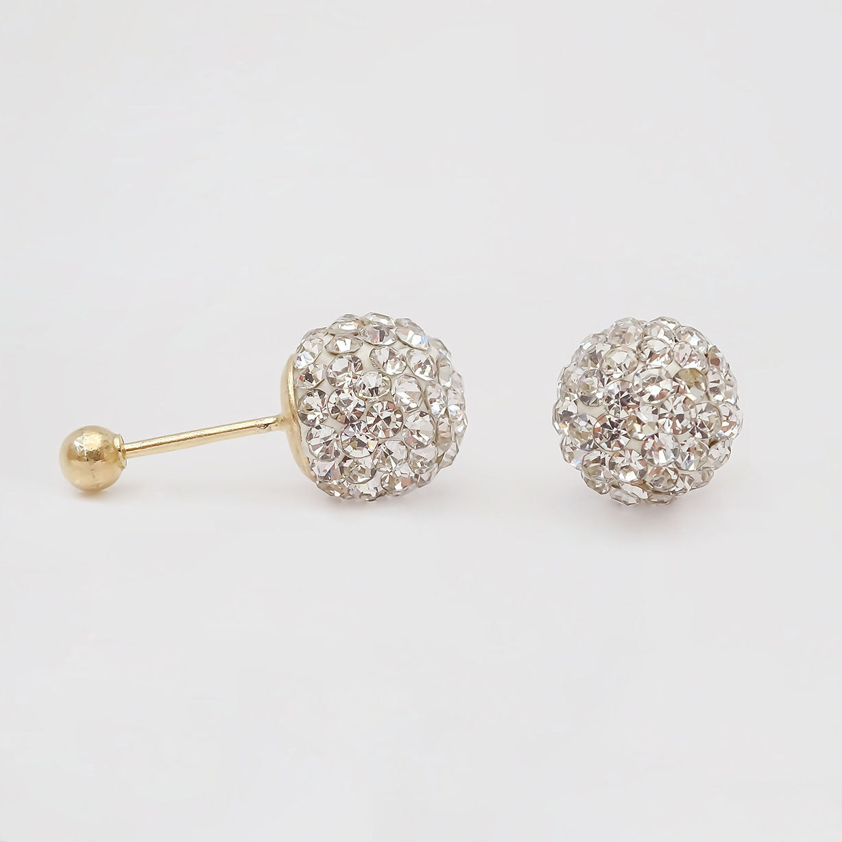 Amor Eterno - Broqueles Esferas Grandes / Aretes / Oro 10k / Transparente