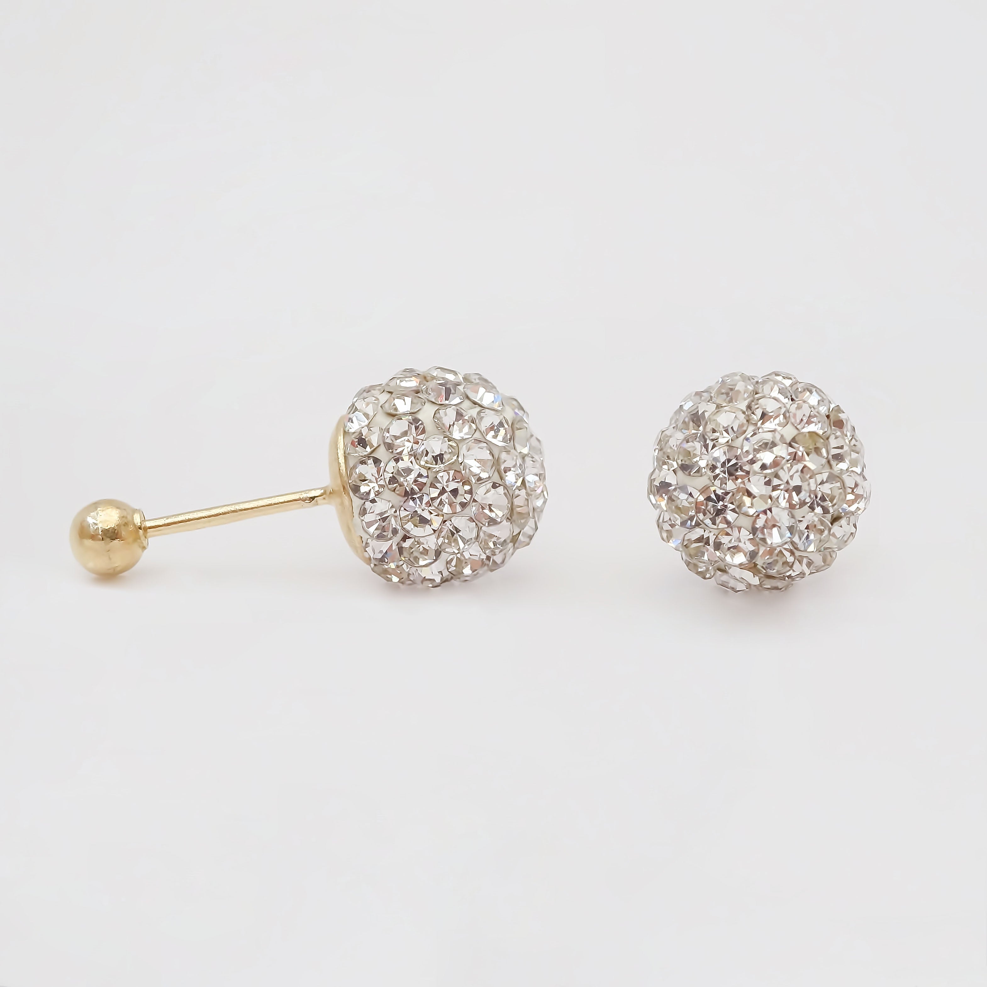 Amor Eterno - Broqueles Esferas Grandes / Aretes / Oro 10k / Transparente