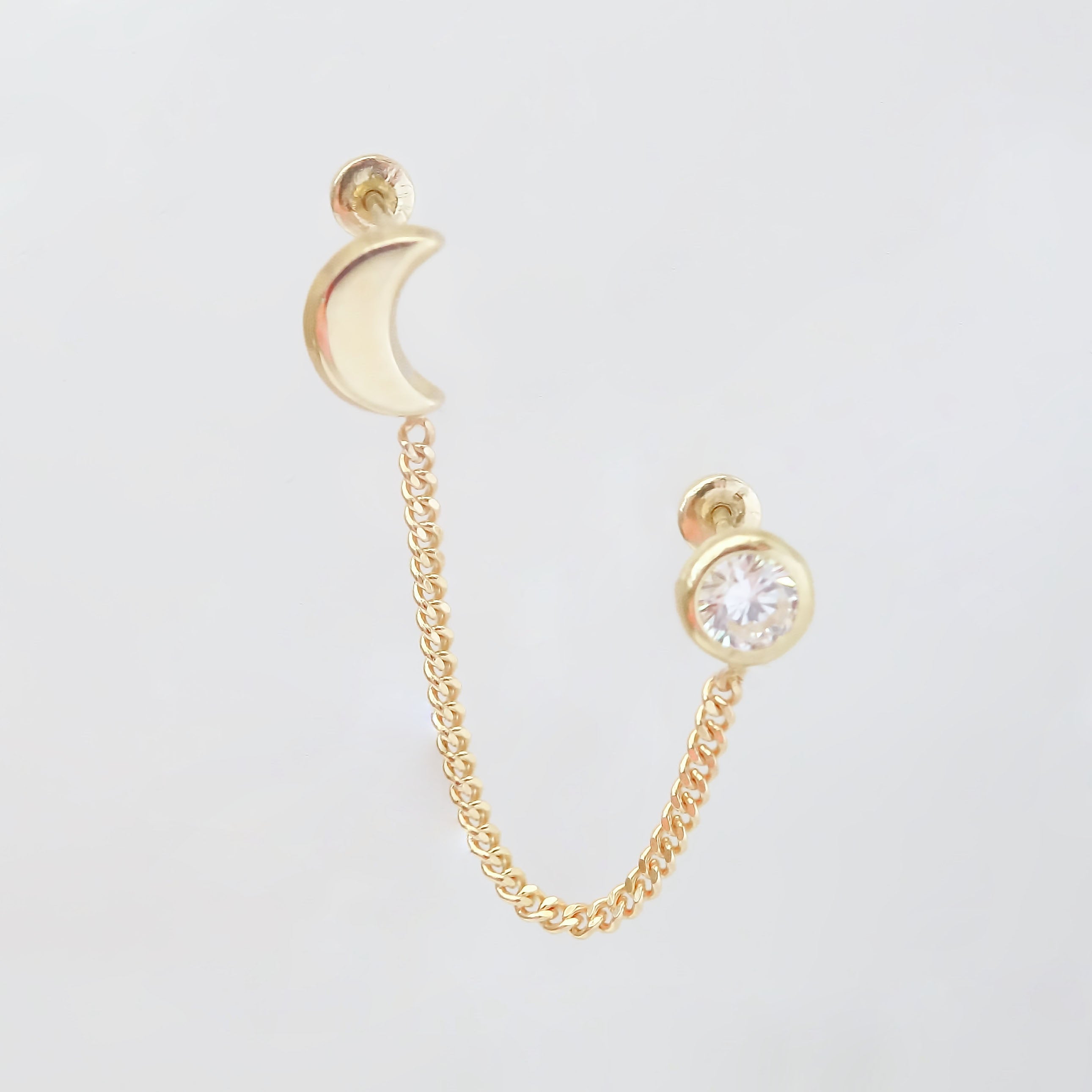 Amor Eterno - Luna / Doble Perforación / Oro 10k
