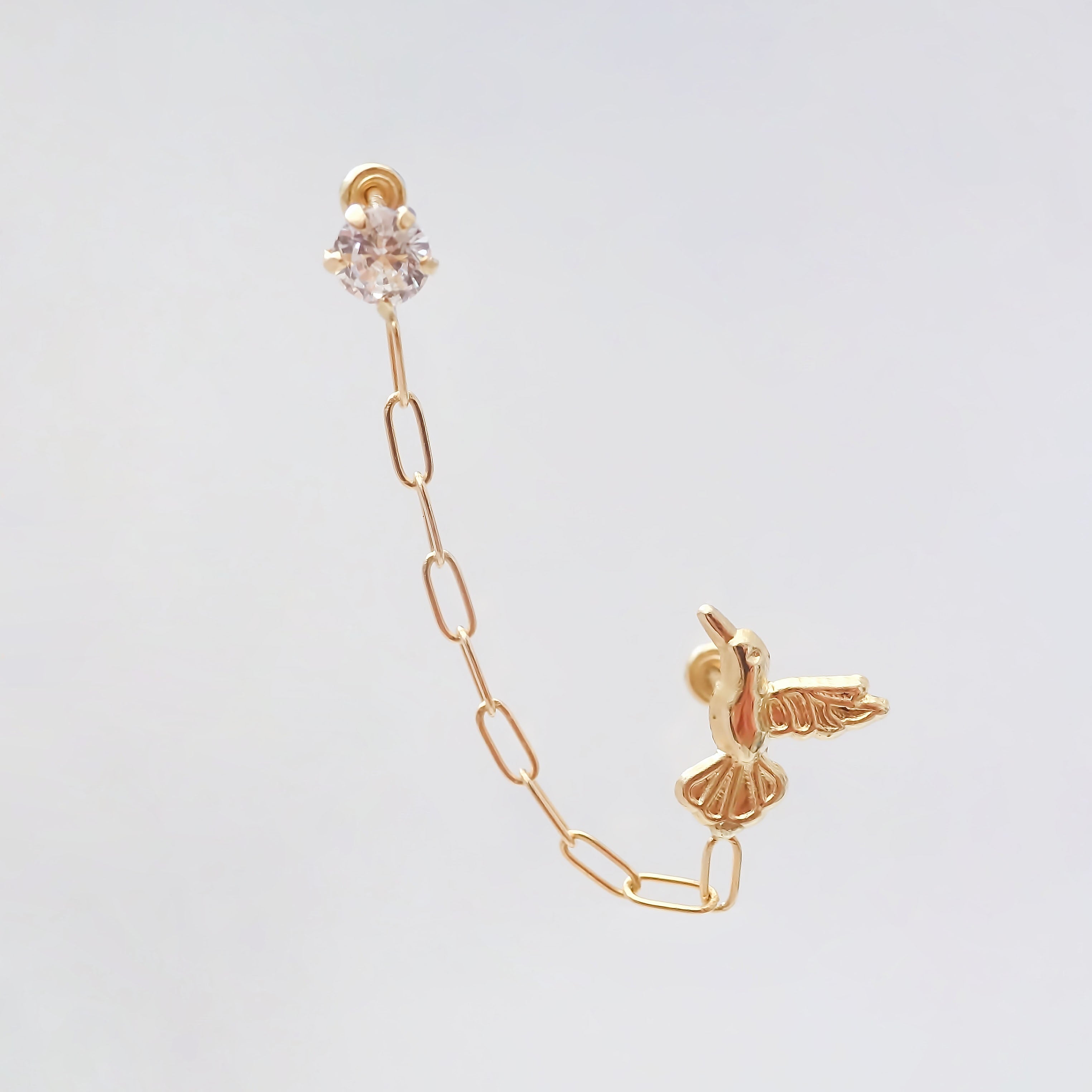 Amor Eterno - Colibrí Fly / Doble Perforación / Oro 10k