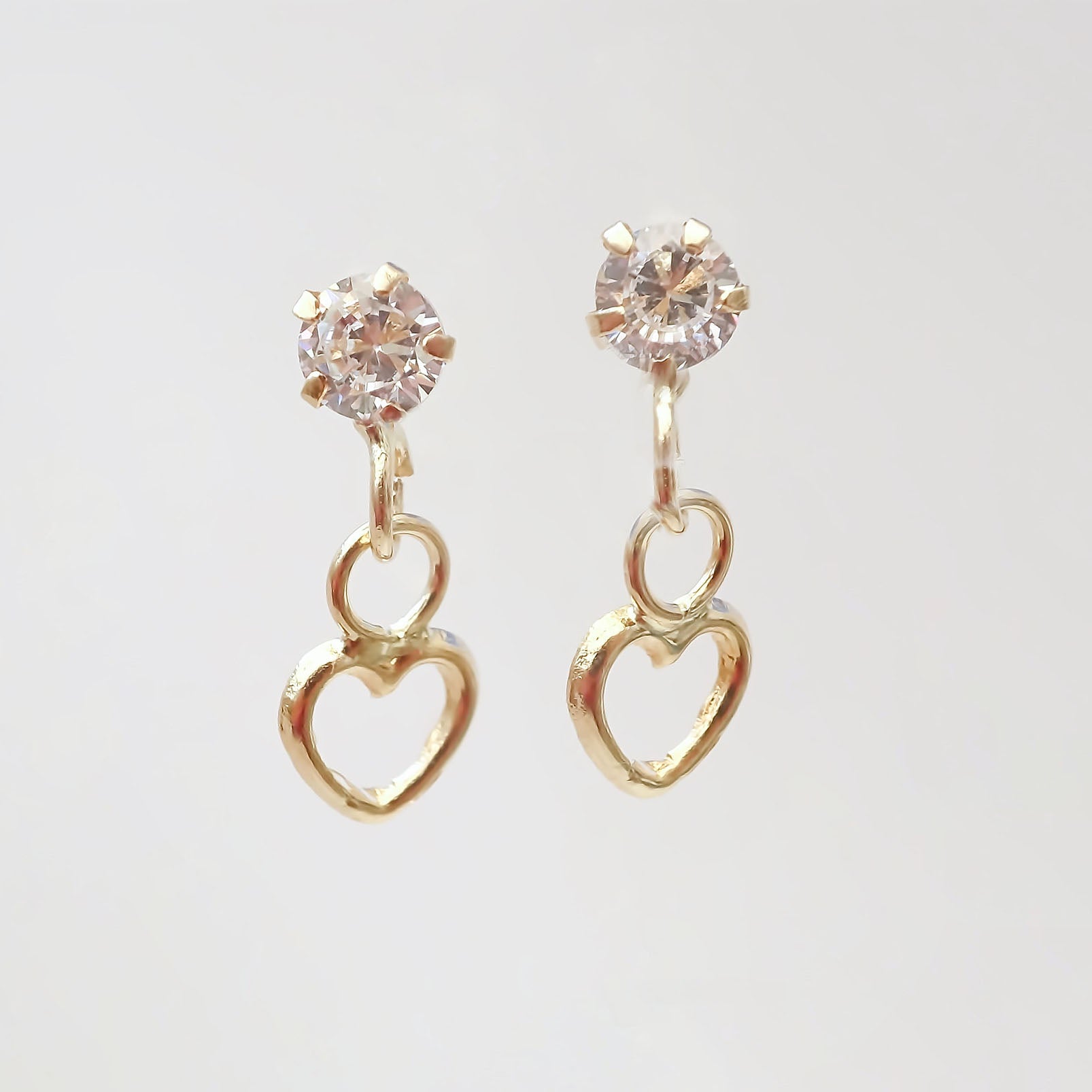 Amor Eterno - Broqueles / Corazón Colgante / Oro 10k