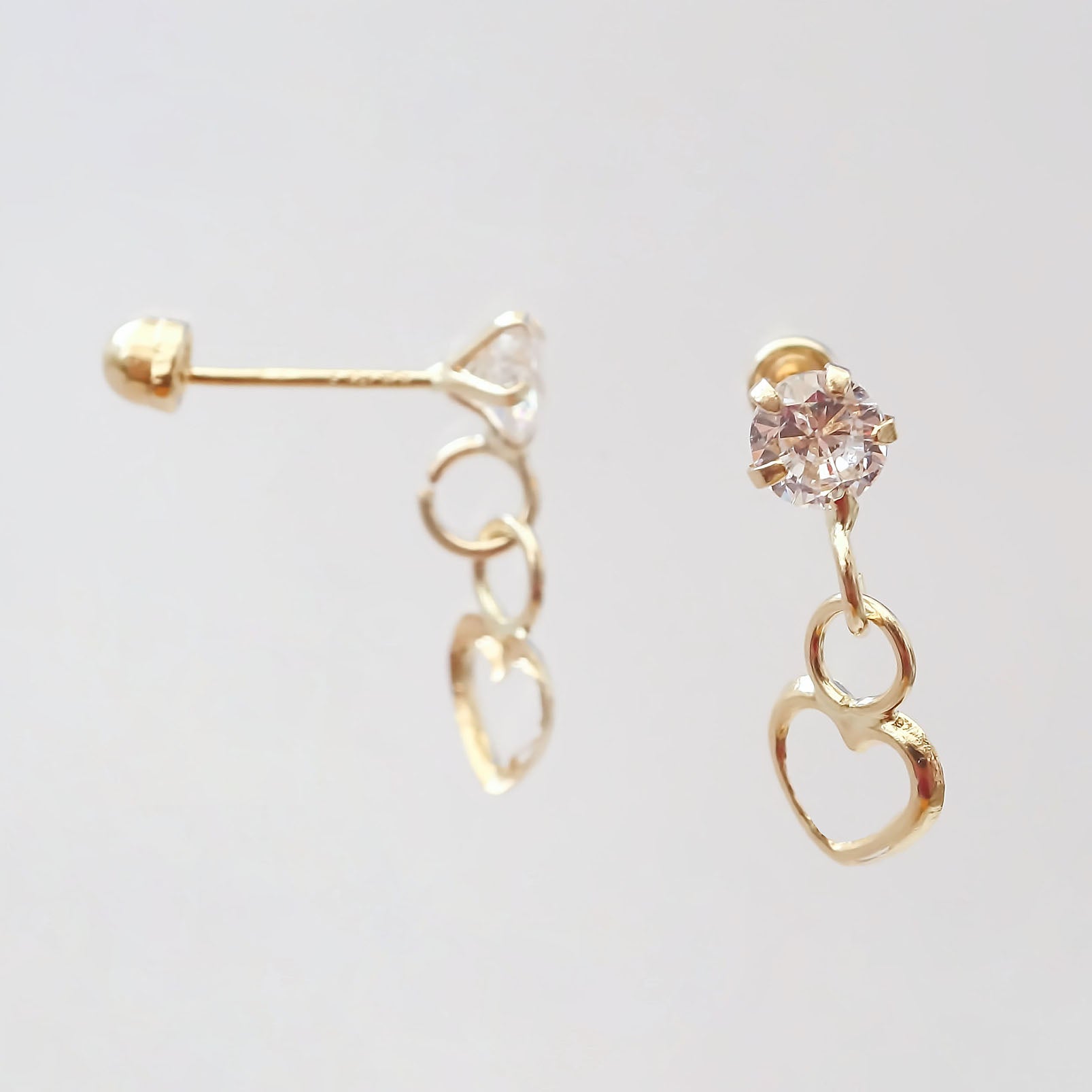 Amor Eterno - Broqueles / Corazón Colgante / Oro 10k