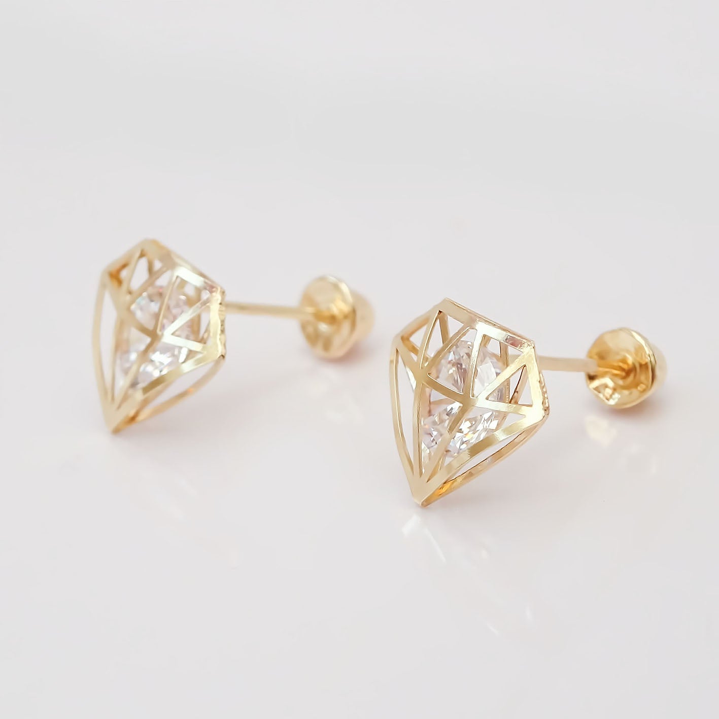 Amor Eterno - Broqueles Diamante / Aretes / Oro 10k