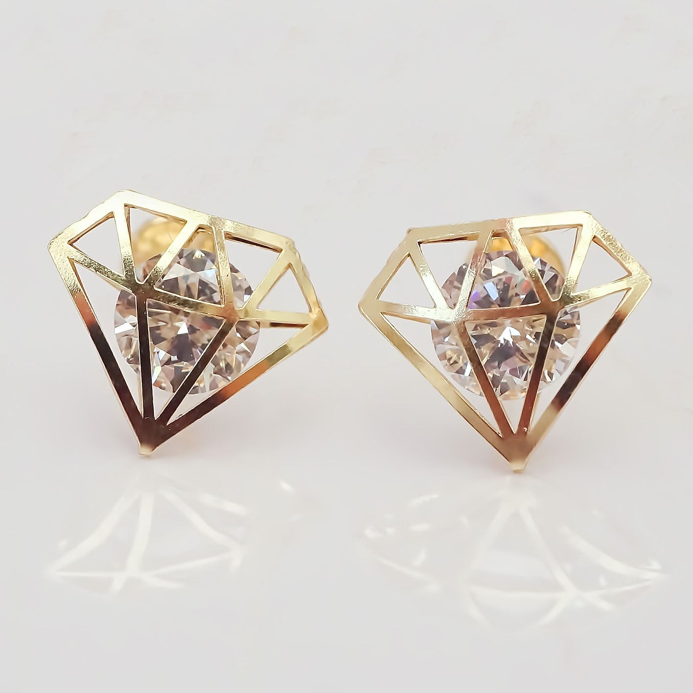 Amor Eterno - Broqueles Diamante / Aretes / Oro 10k