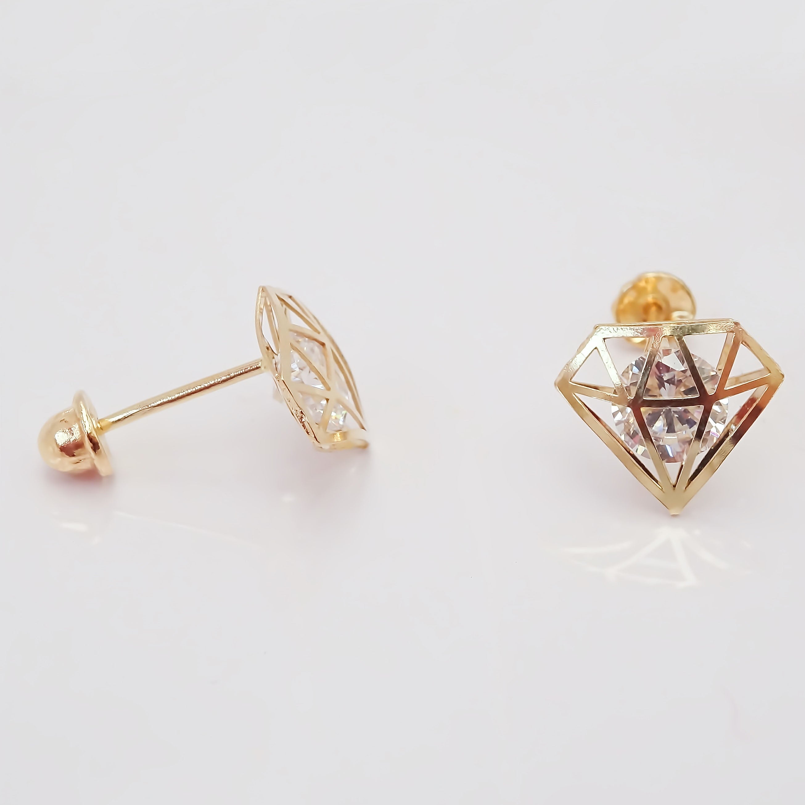 Amor Eterno - Broqueles Diamante / Aretes / Oro 10k