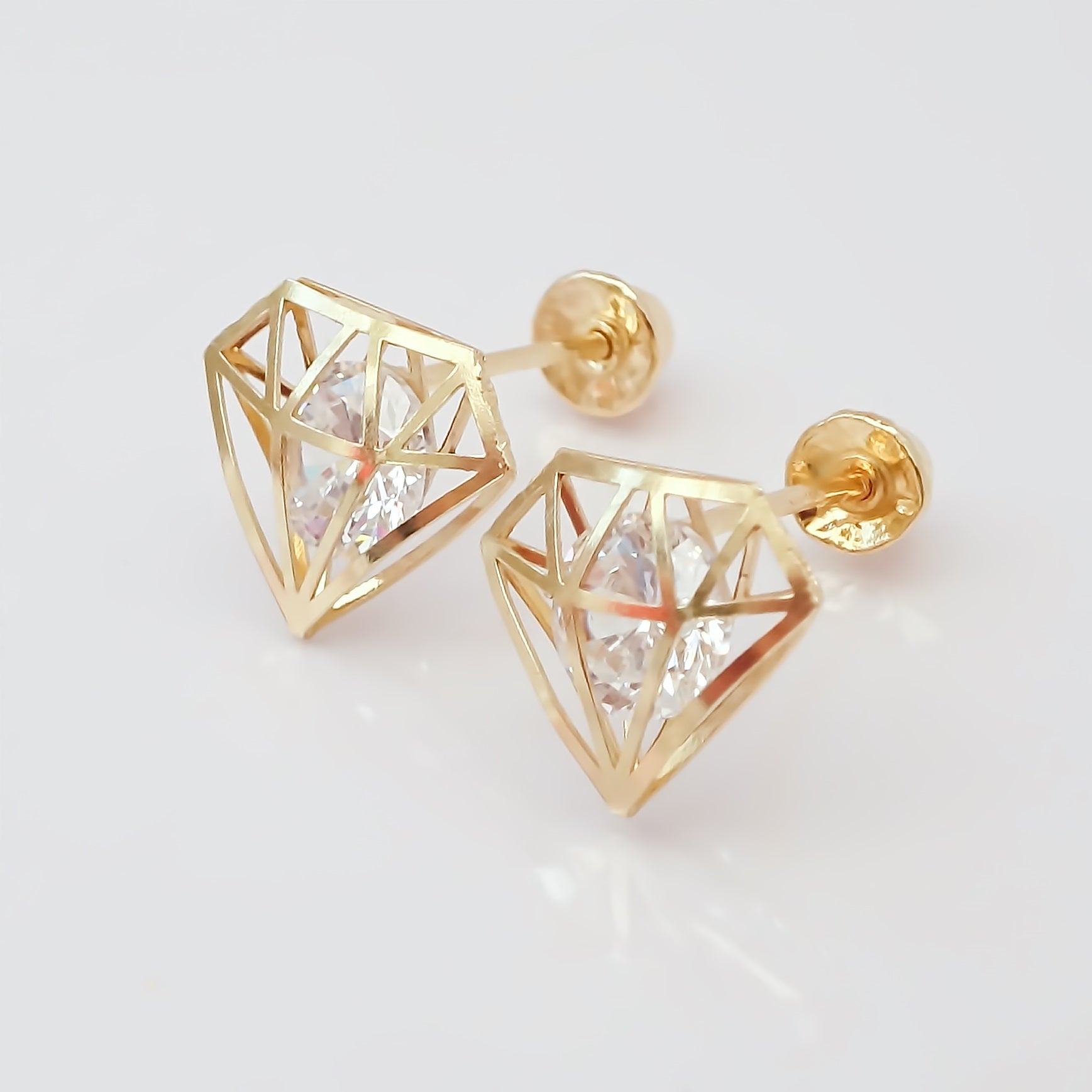 Amor Eterno - Broqueles Diamante / Aretes / Oro 10k