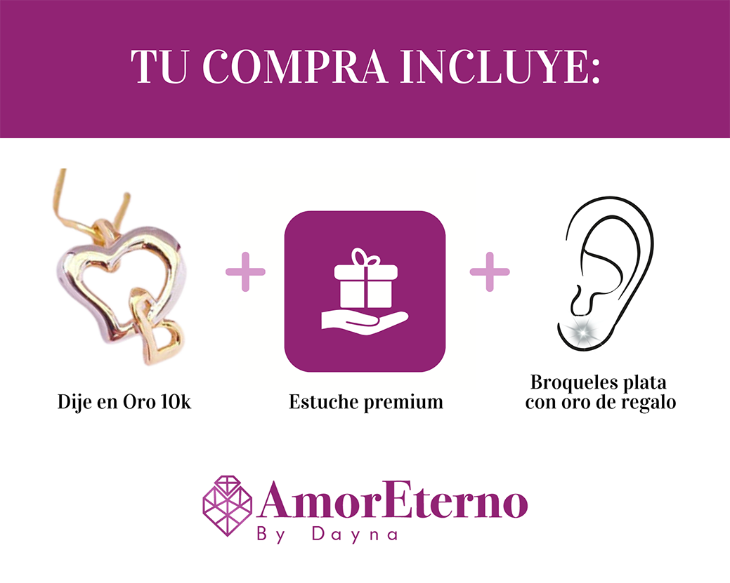 Amor Eterno - Dije Doble Corazón / Oro 10k Solido