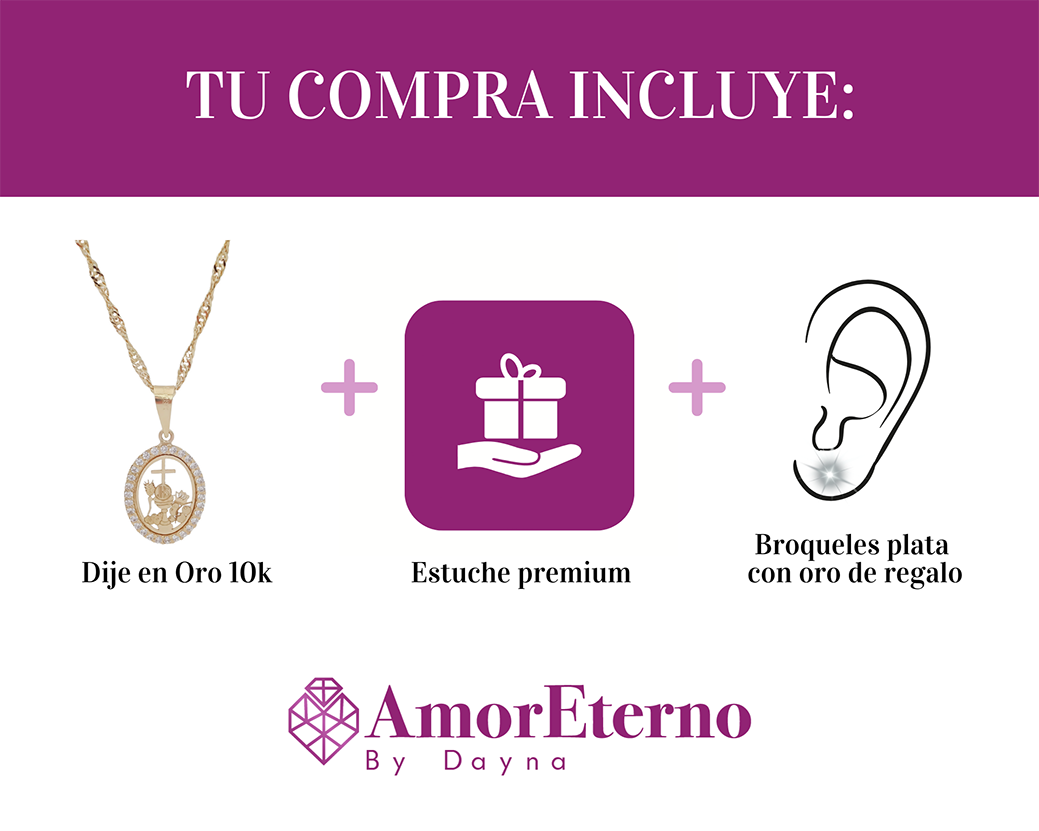Amor Eterno - Dije Medalla Primera Comunión 10k + Cadena