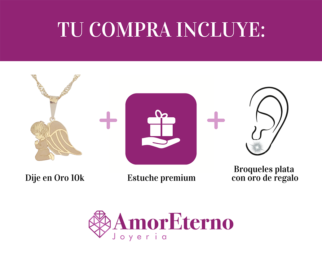Amor Eterno - Dije Angel De La Guarda Oro Sólido 10k +cadena / Niño