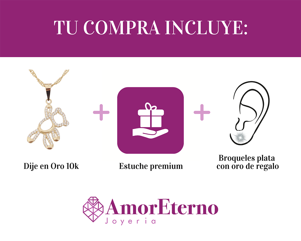 Amor Eterno - Dije Oso Peluche Oro 10k Sólido + Cadena de Regalo