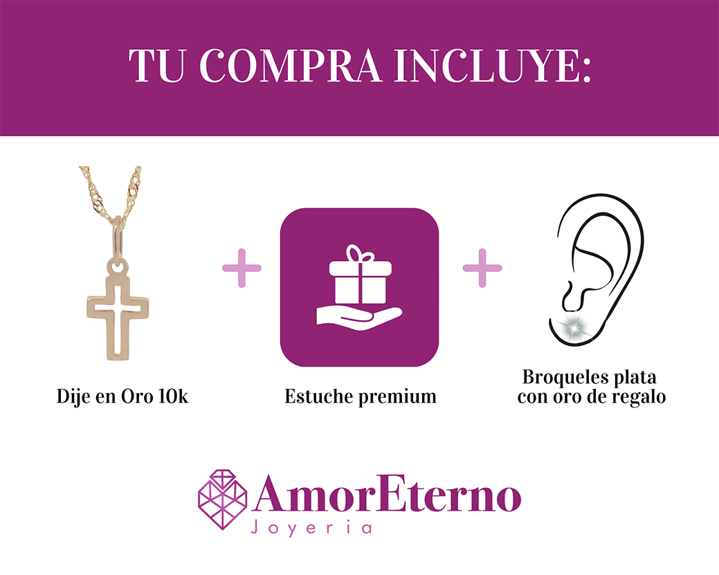 Amor Eterno - Dije Mini Cruz De Cristo En Oro 10k Solido