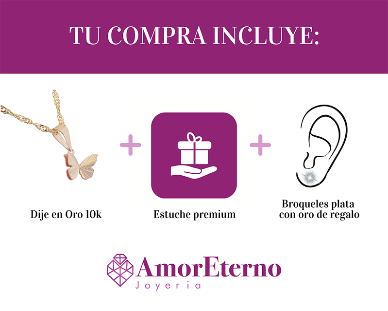Amor Eterno - Dije / Mariposa Fly / Oro Sólido 10k Libertad