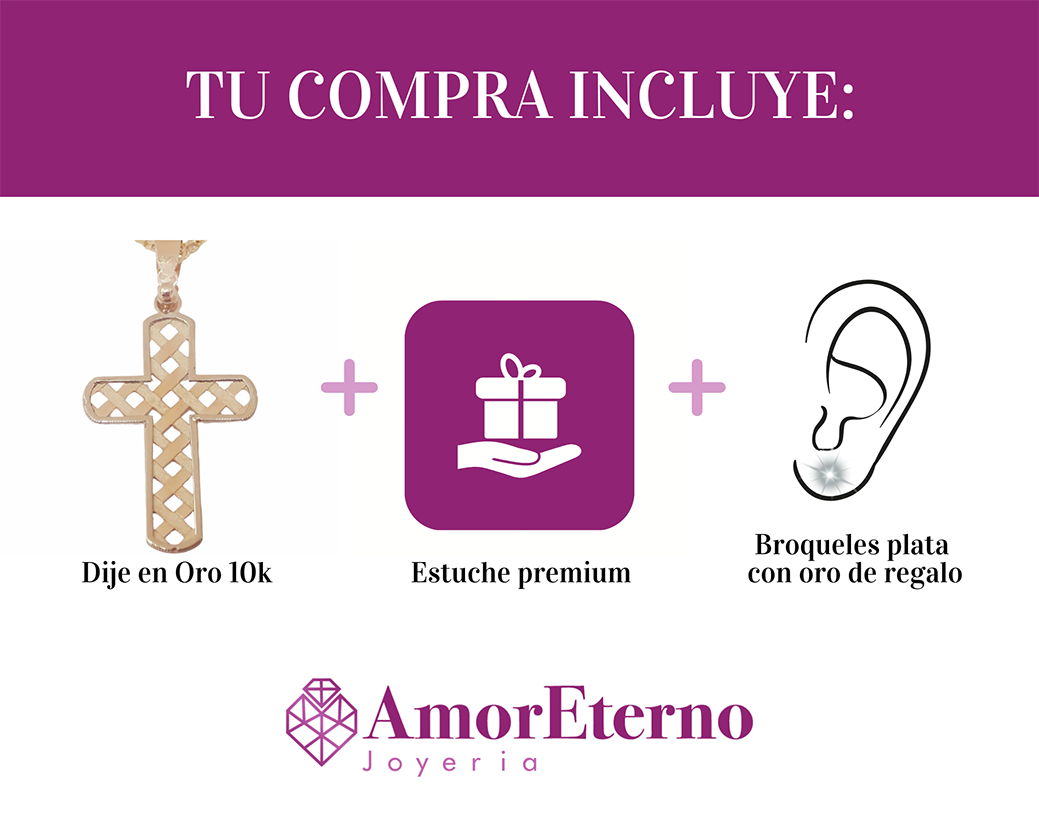 Amor Eterno - Dije Cruz Bejuco Crucifijo / Oro 10k + Cadena de Regalo