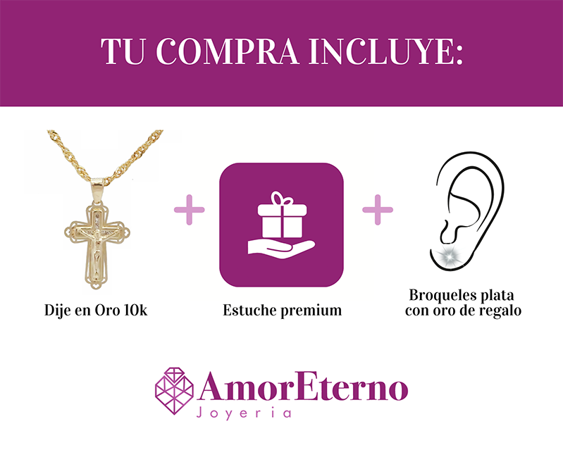 Amor Eterno - Dije Crucifijo Cristo Vitral / Oro 10k