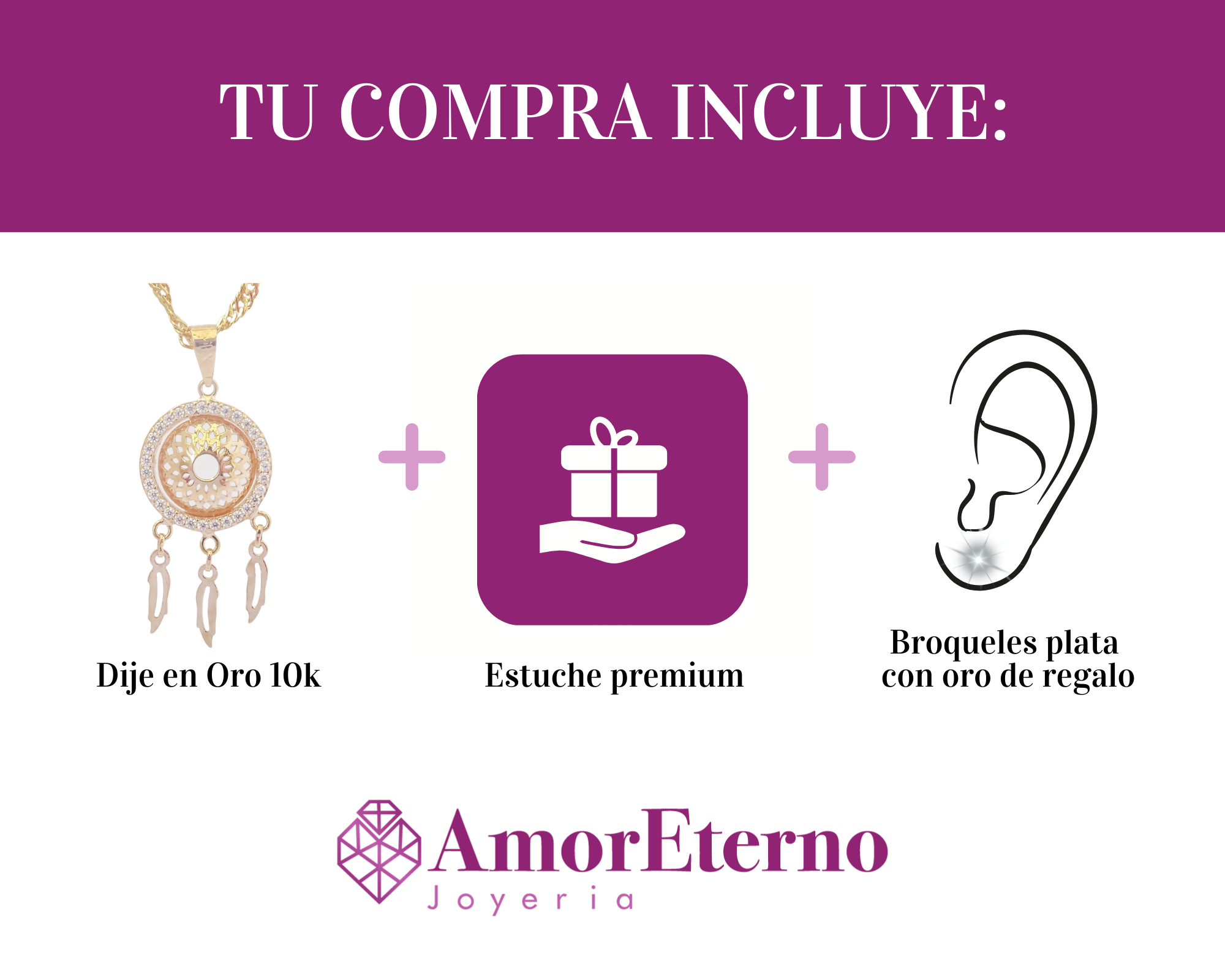 Amor Eterno - Dije Atrapasueños / Oro 14k + Cadena Regalo