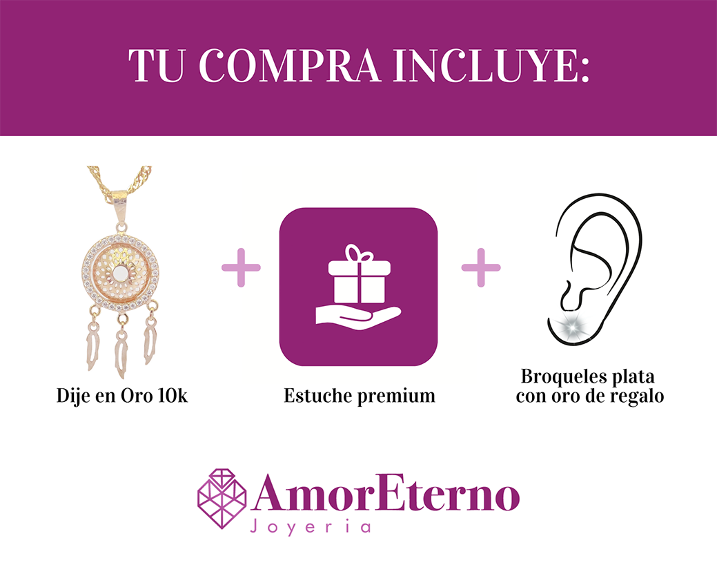 Amor Eterno - Dije Atrapasueños / Oro 10k + Cadena Regalo