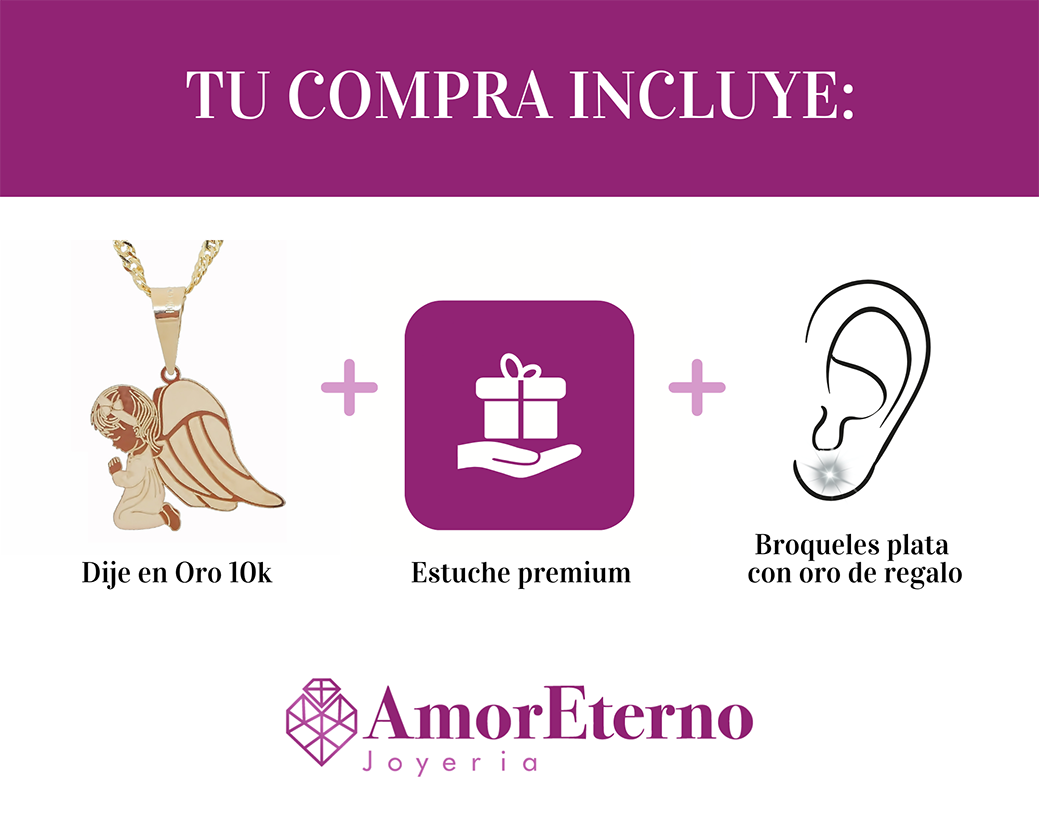 Amor Eterno - Dije Angel De La Guarda Oro Sólido 10k +cadena / Niña