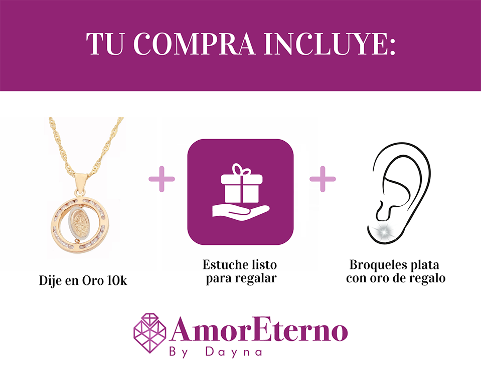 Amor Eterno - Dije Medalla San Benito Gira Tiempo / Oro 10k