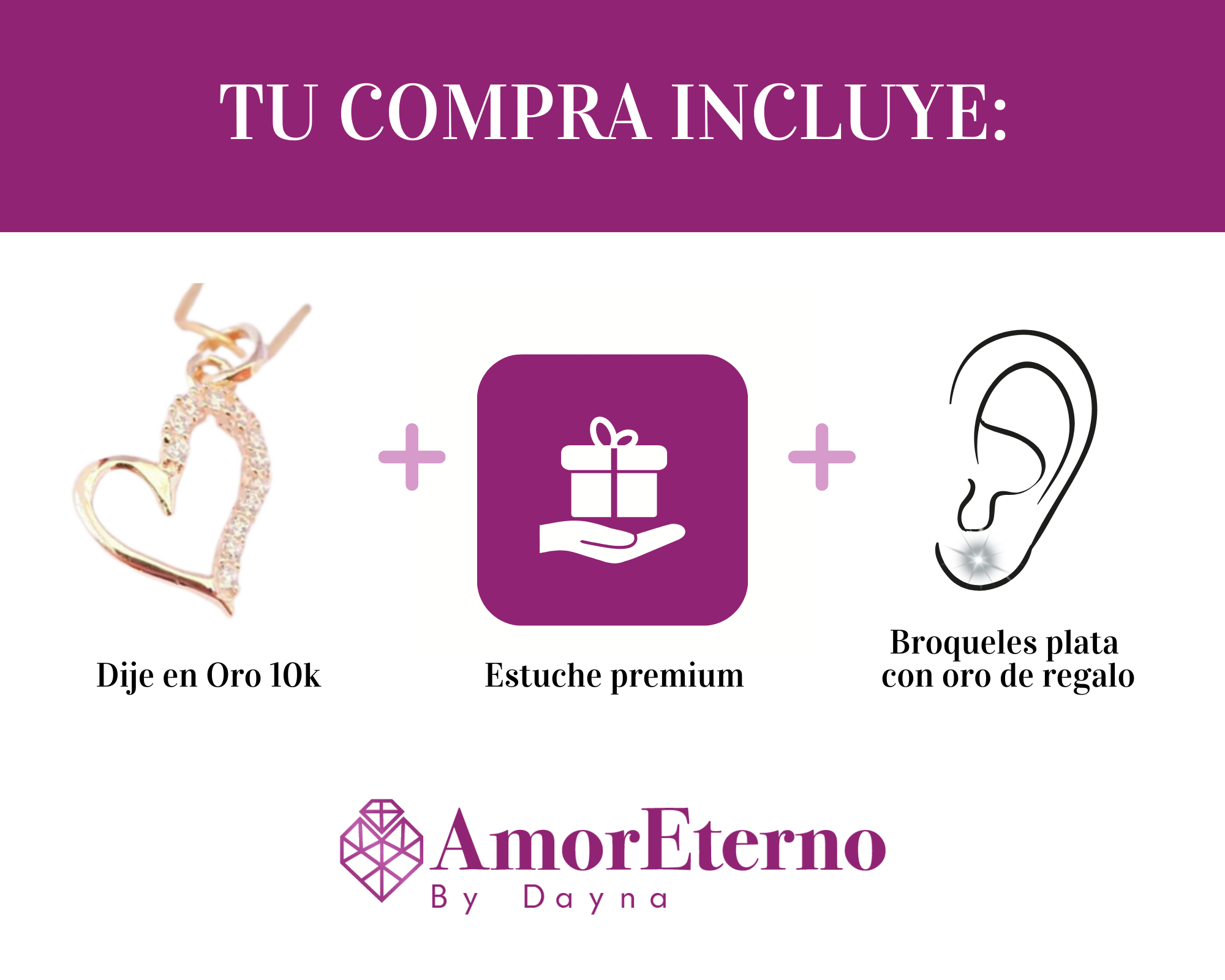 Amor Eterno - Dije Corazón / Love / Oro 10k Solido