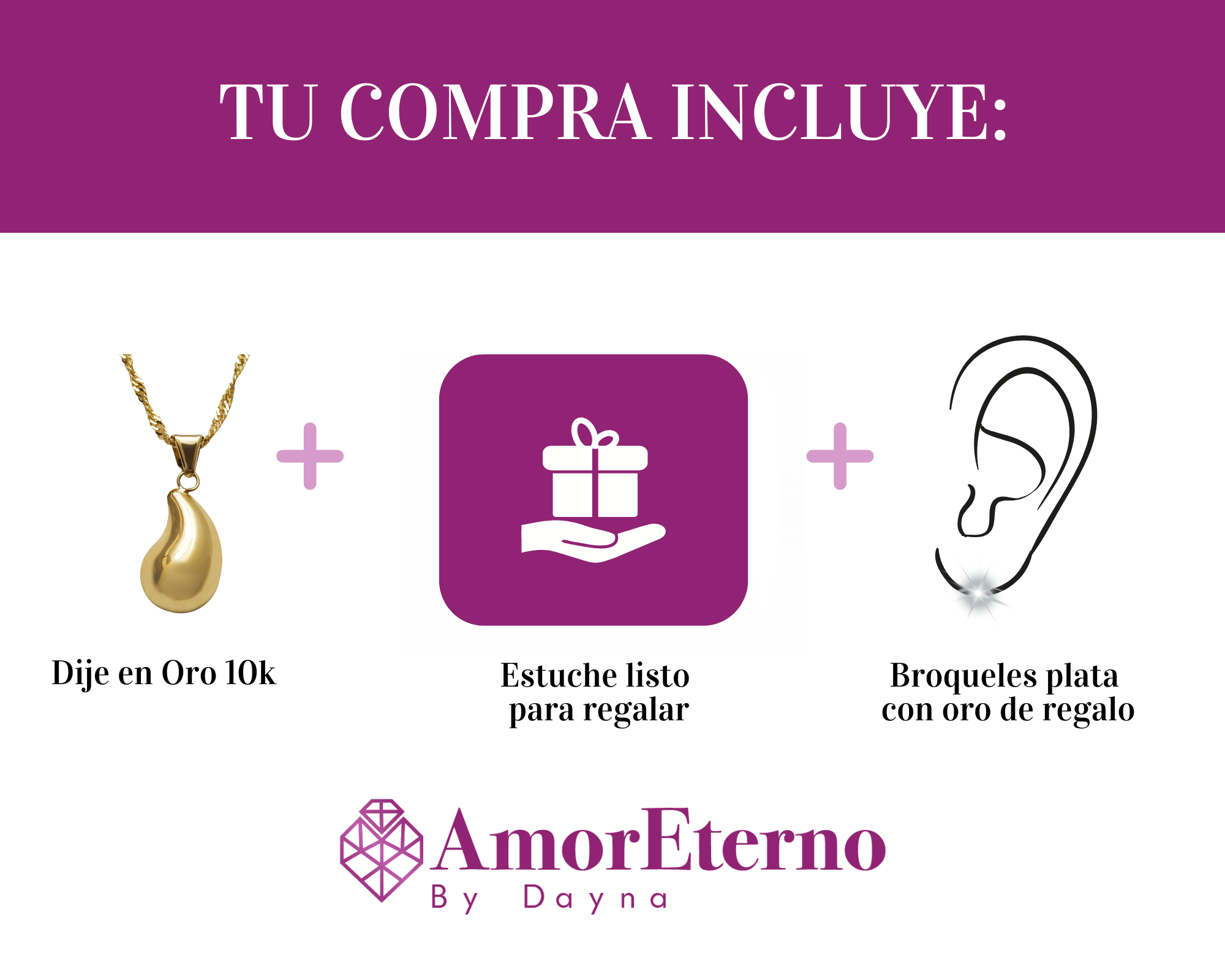 Amor Eterno - Dije Gota Grande Oro 10k