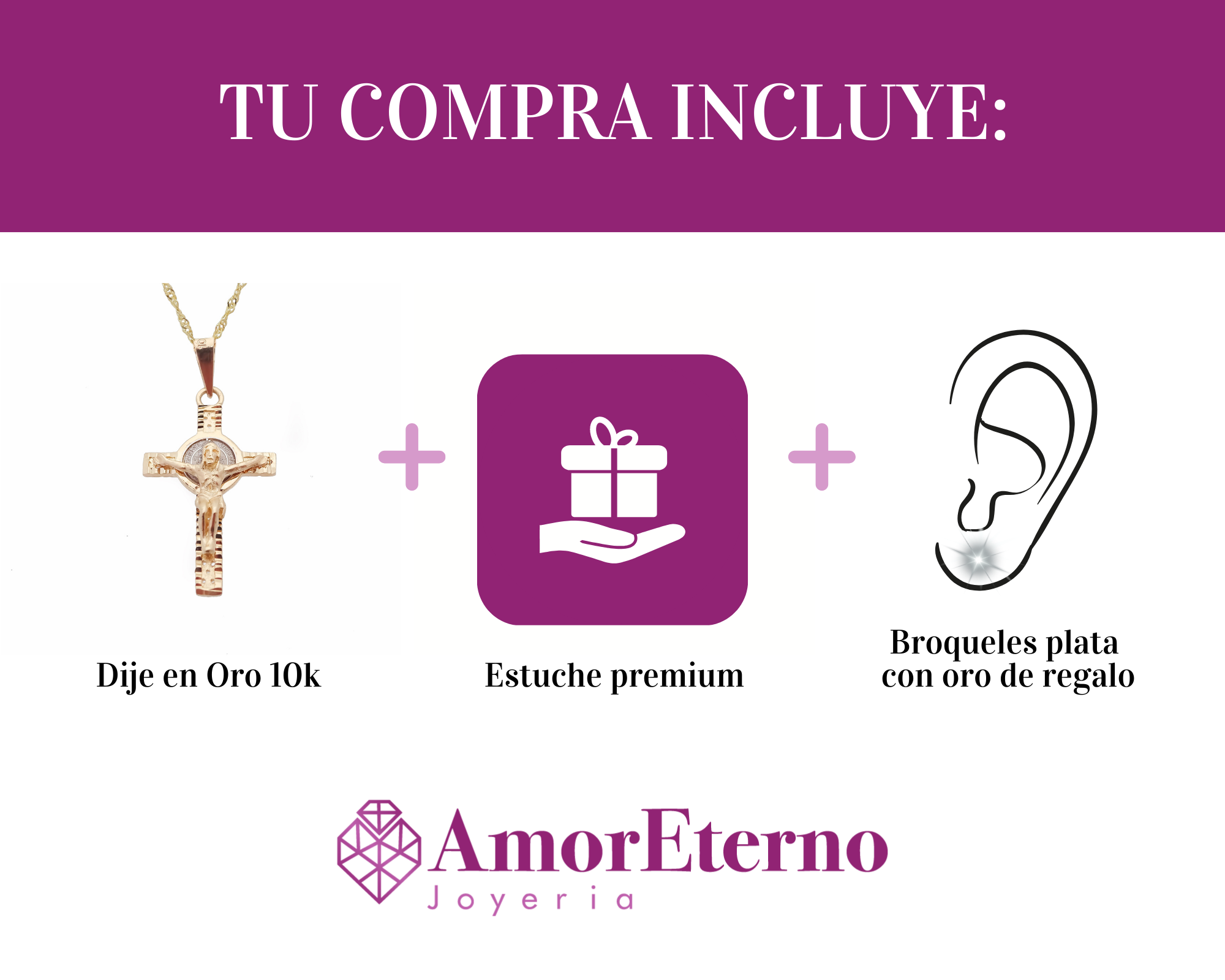 Amor Eterno - Dije / Cruz De San Benito* Oro 14k Solido