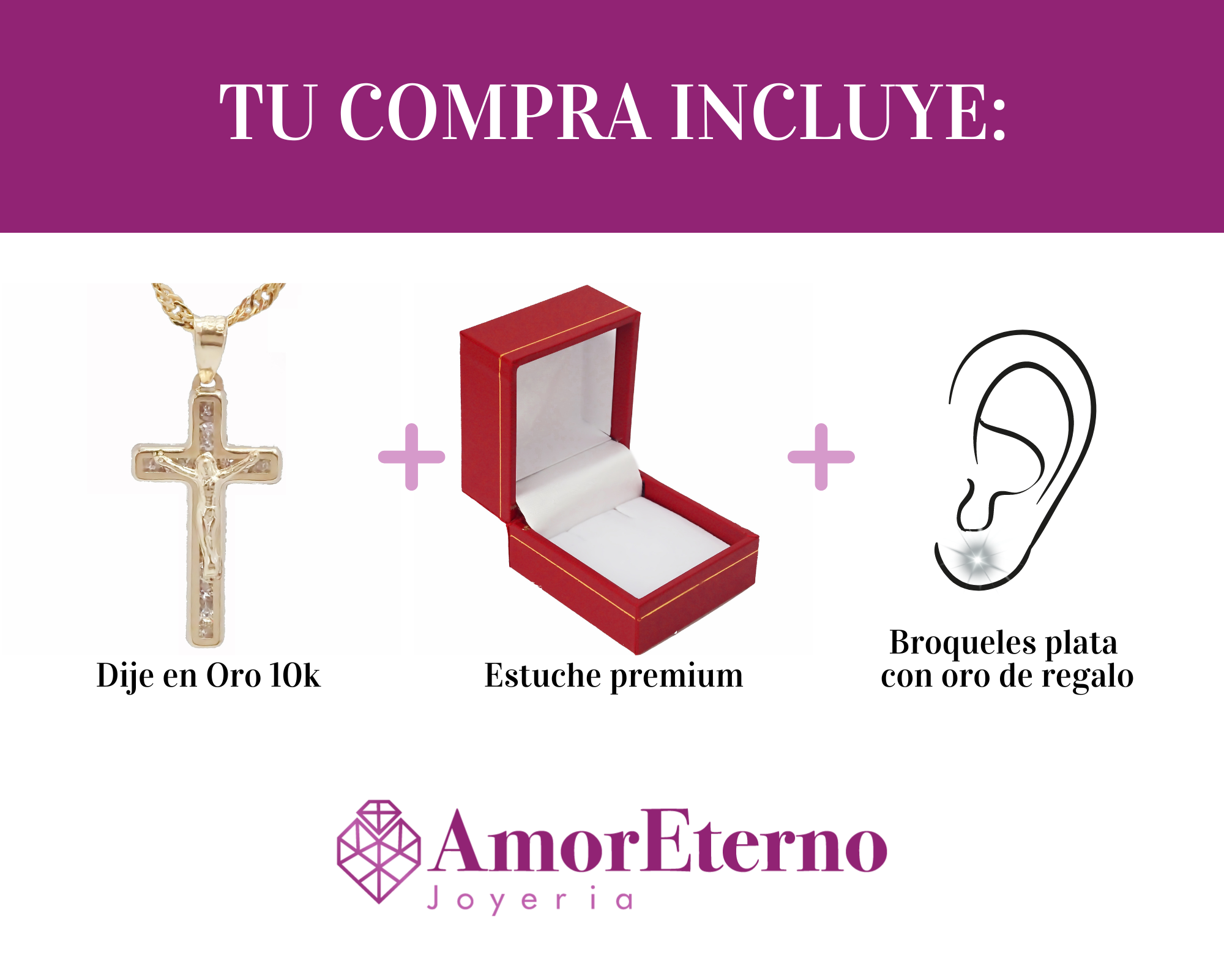 Amor Eterno - Dije Cruz Cristo / Oro 10k Solido Amarillo