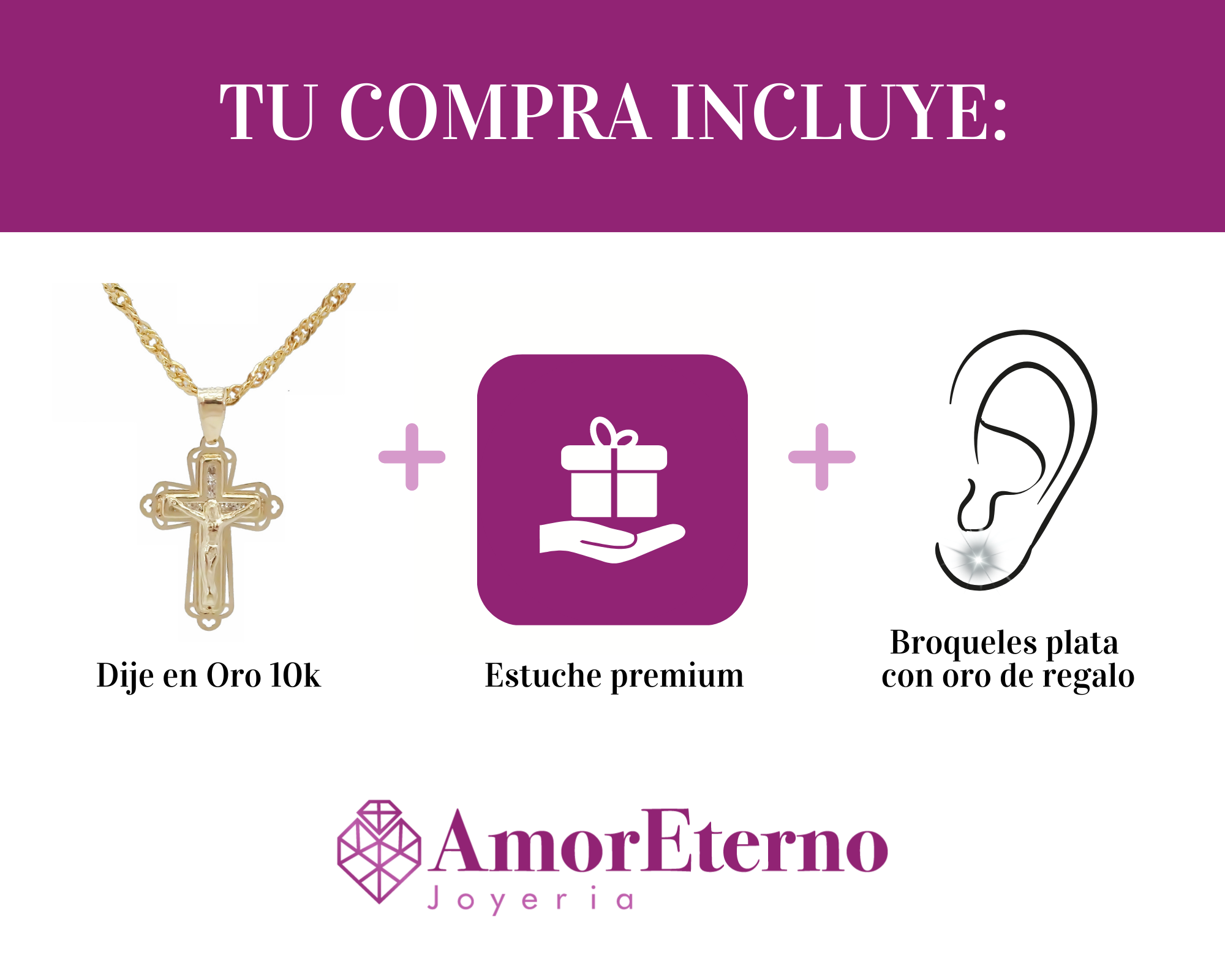 Amor Eterno - Dije Crucifijo Cristo Vitral / Oro 10k